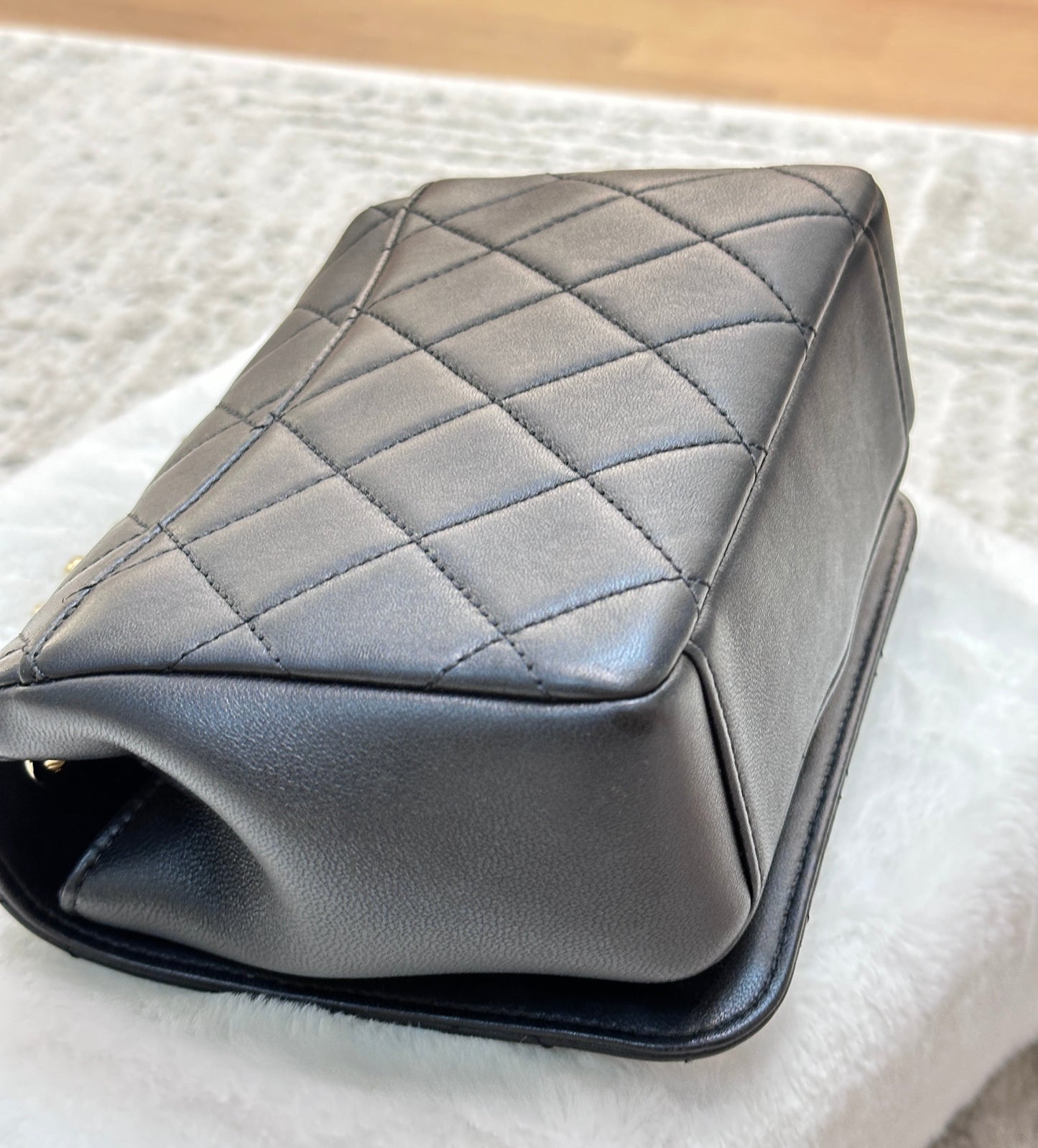 CHANEL Lambskin Quilted Studded Beauty Begins Flap Black