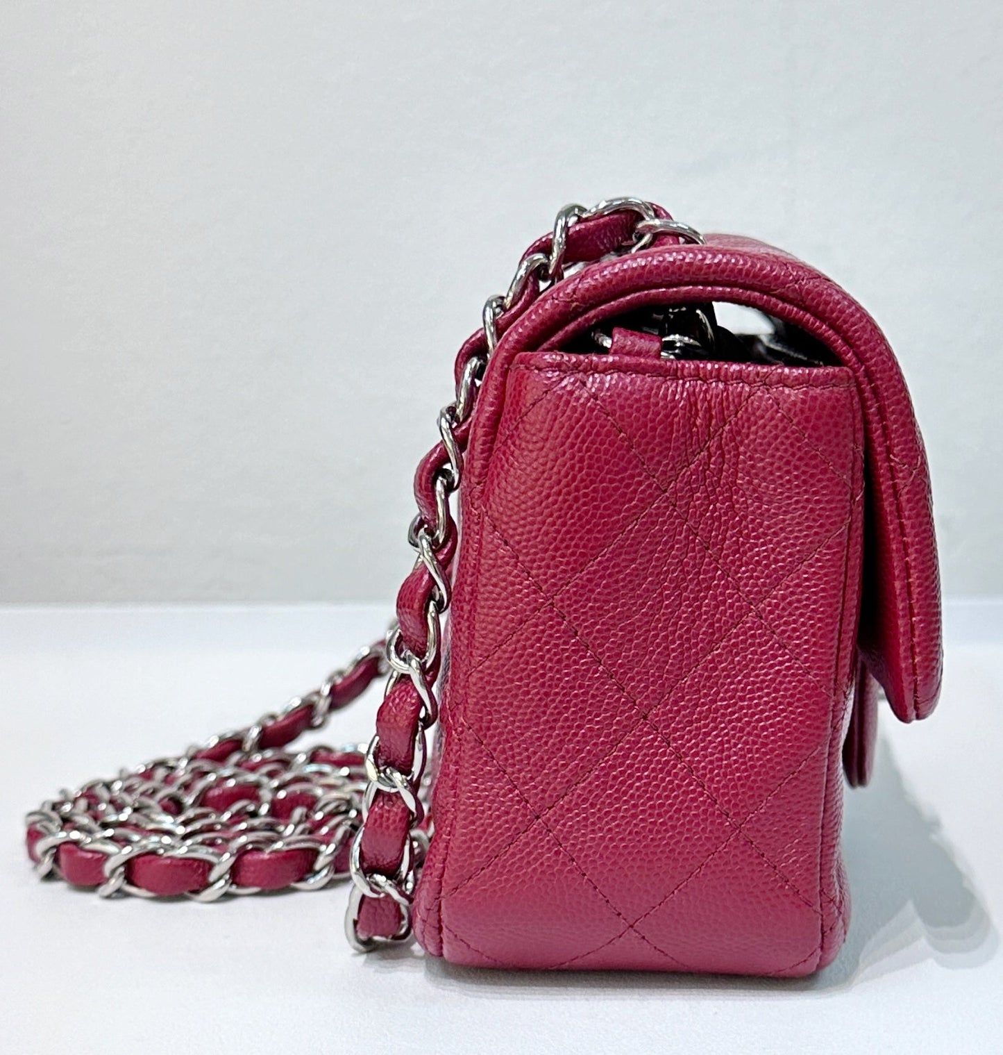 Chanel Mini Rectangular Caviar Quilted Flap Red 17B SHW