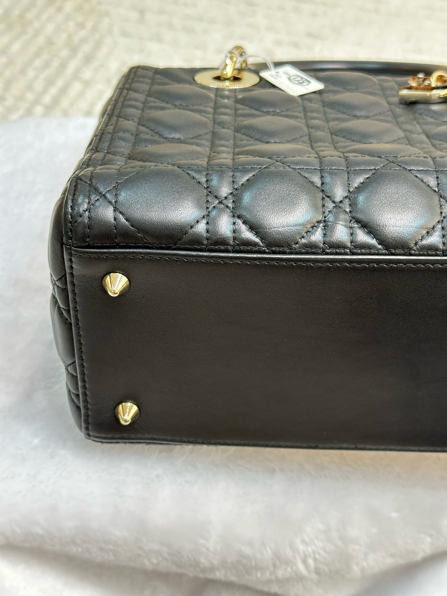 Christian Dior Lambskin Cannage Medium Lady Dior Black GHW