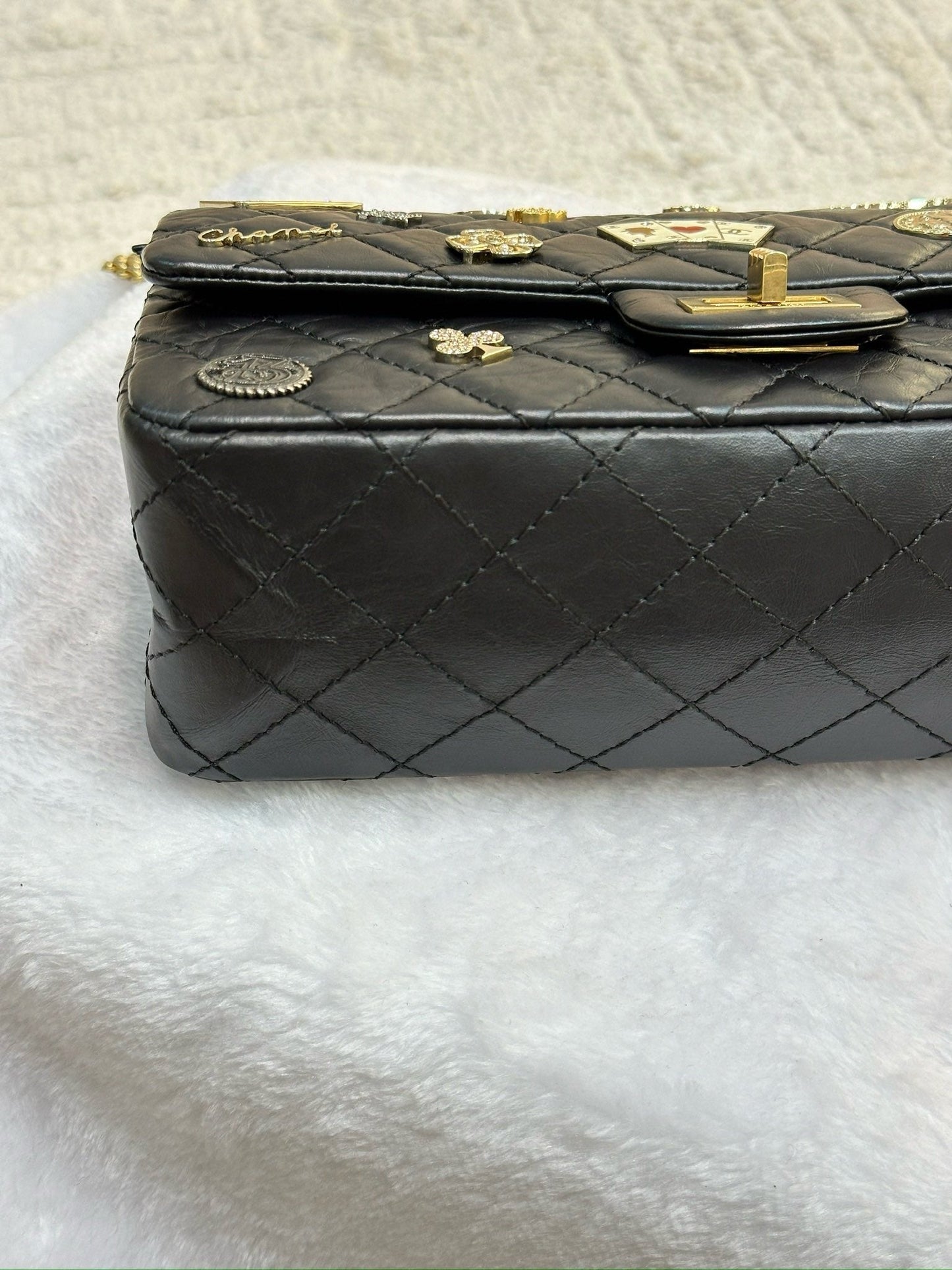 Chanel Small 2.55 Reissue Aged Calfskin Lucky Charms 225 Flap Black