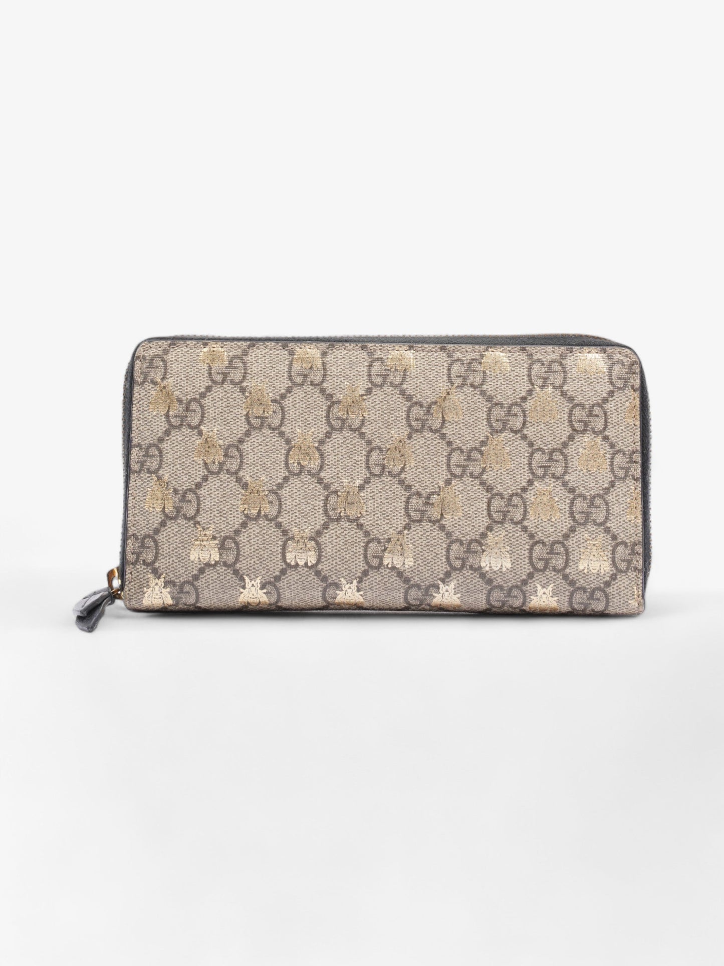 Gucci GG Supreme Zip Around Wallet Supreme / Gold Coated Canvas