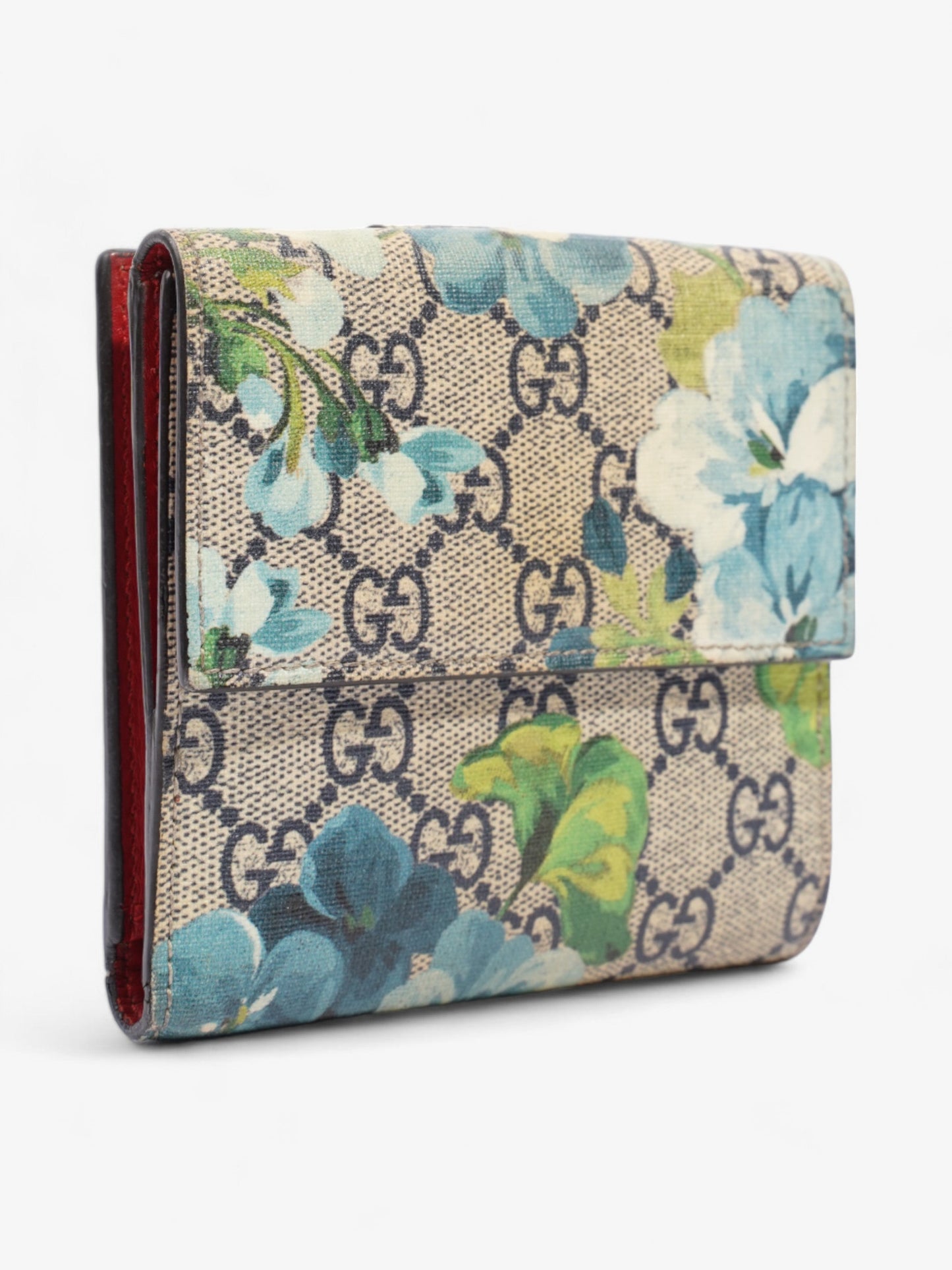 Gucci Monogram Blooms French Flap Wallet GG Supreme / Blue Coated Canvas