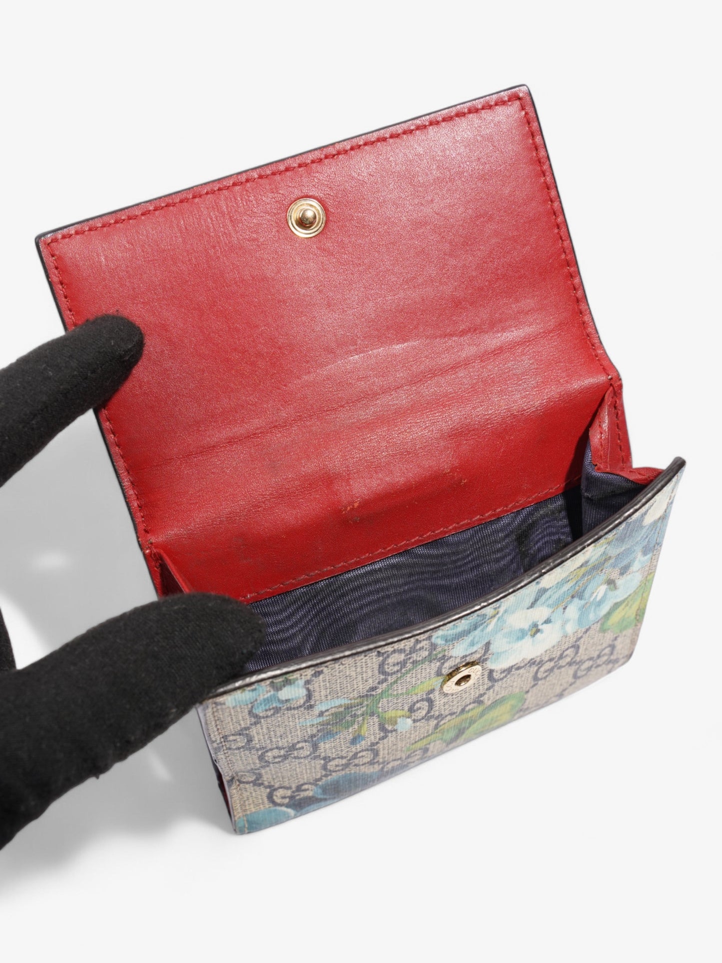 Gucci Monogram Blooms French Flap Wallet GG Supreme / Blue Coated Canvas