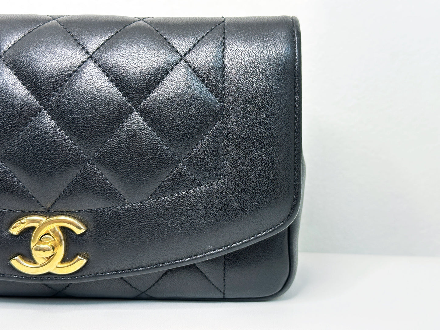 Chanel Small Diana Flap Black Lambskin GHW 2073 holo