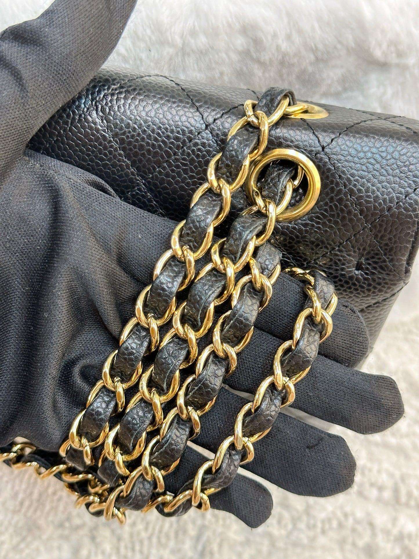 Chanel Medium Classic Flap Caviar Black Gold Hardware