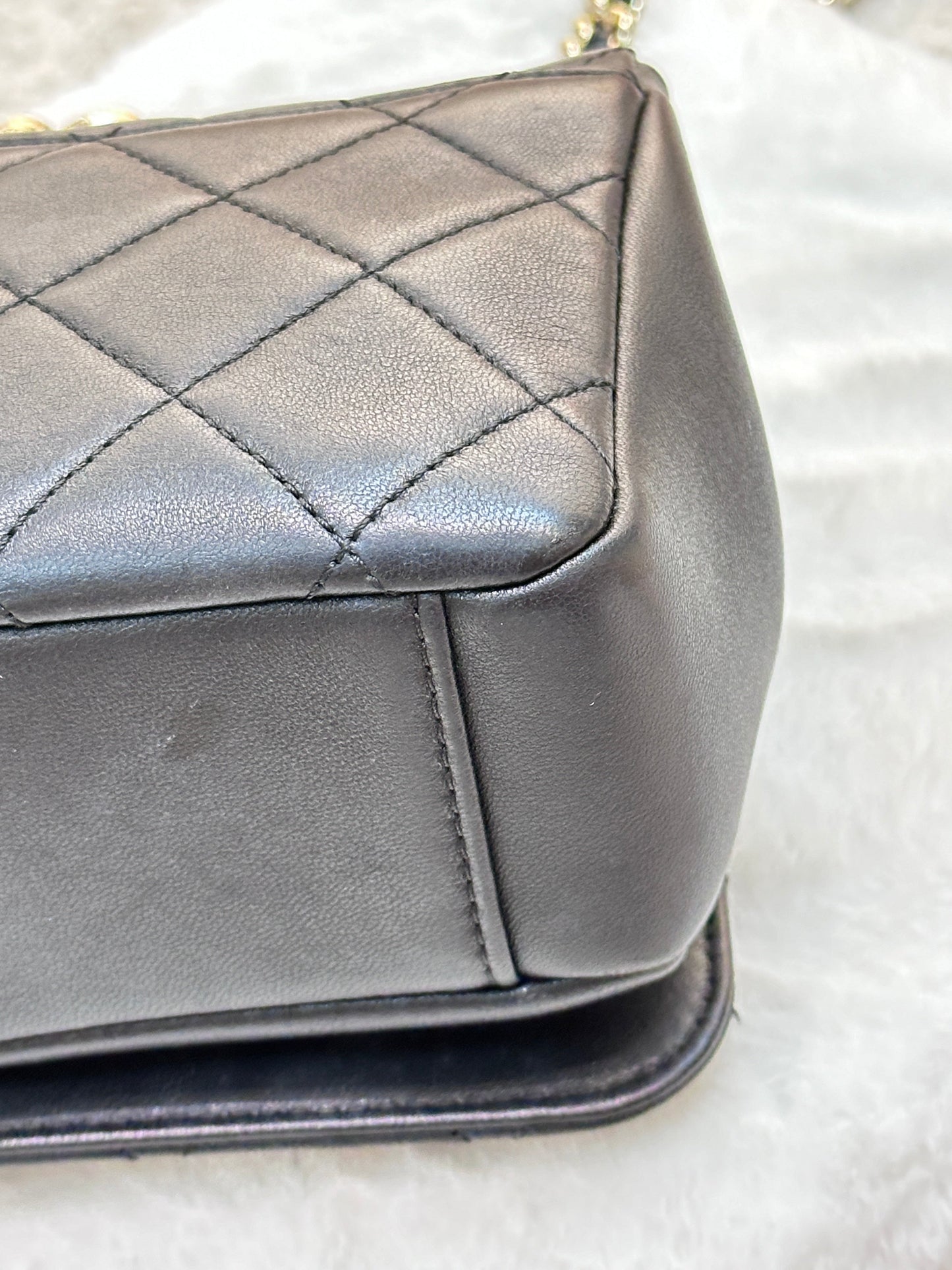 CHANEL Lambskin Quilted Studded Beauty Begins Flap Black