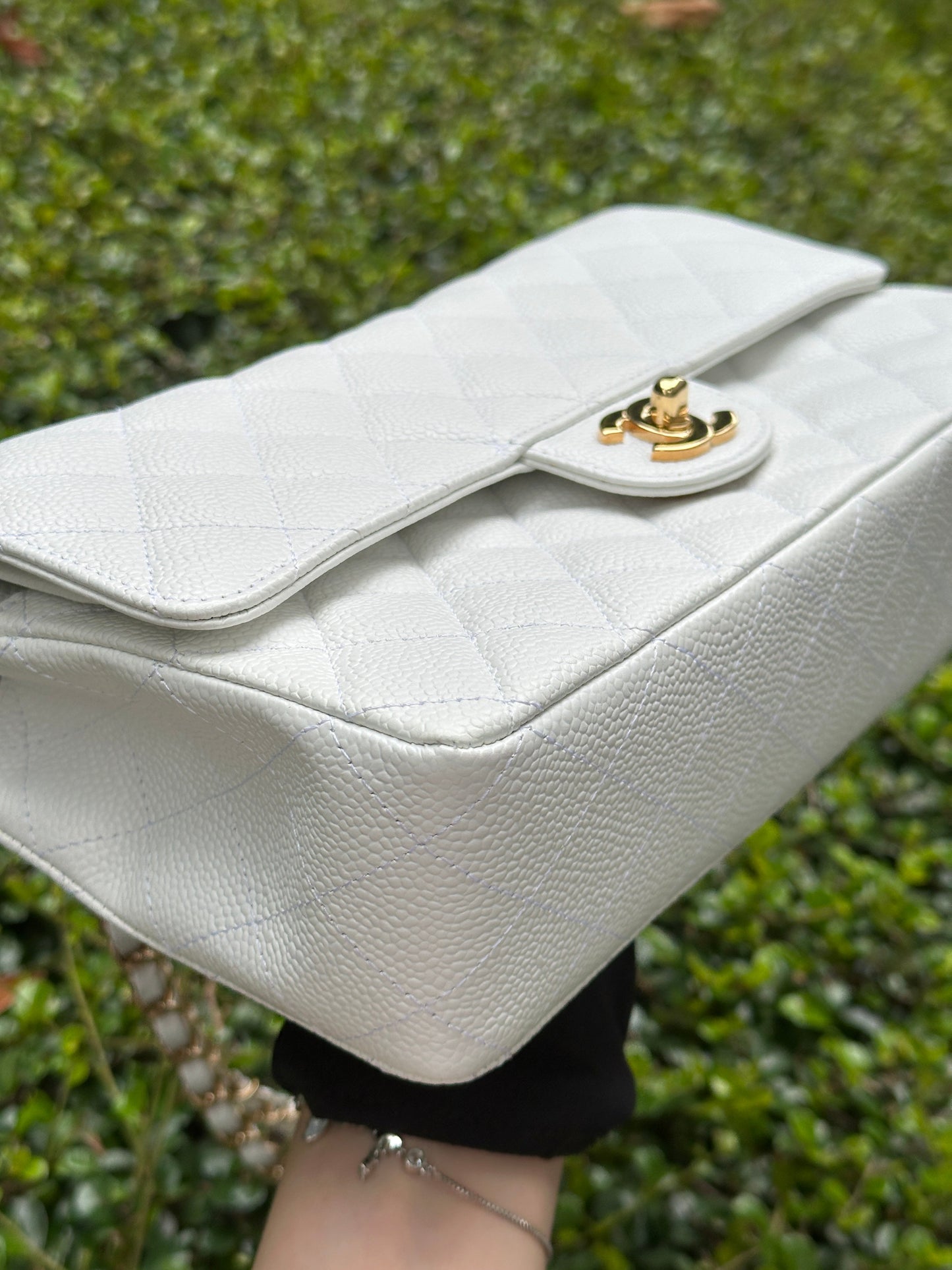 Chanel White Caviar Medium Classic Double Flap Bag