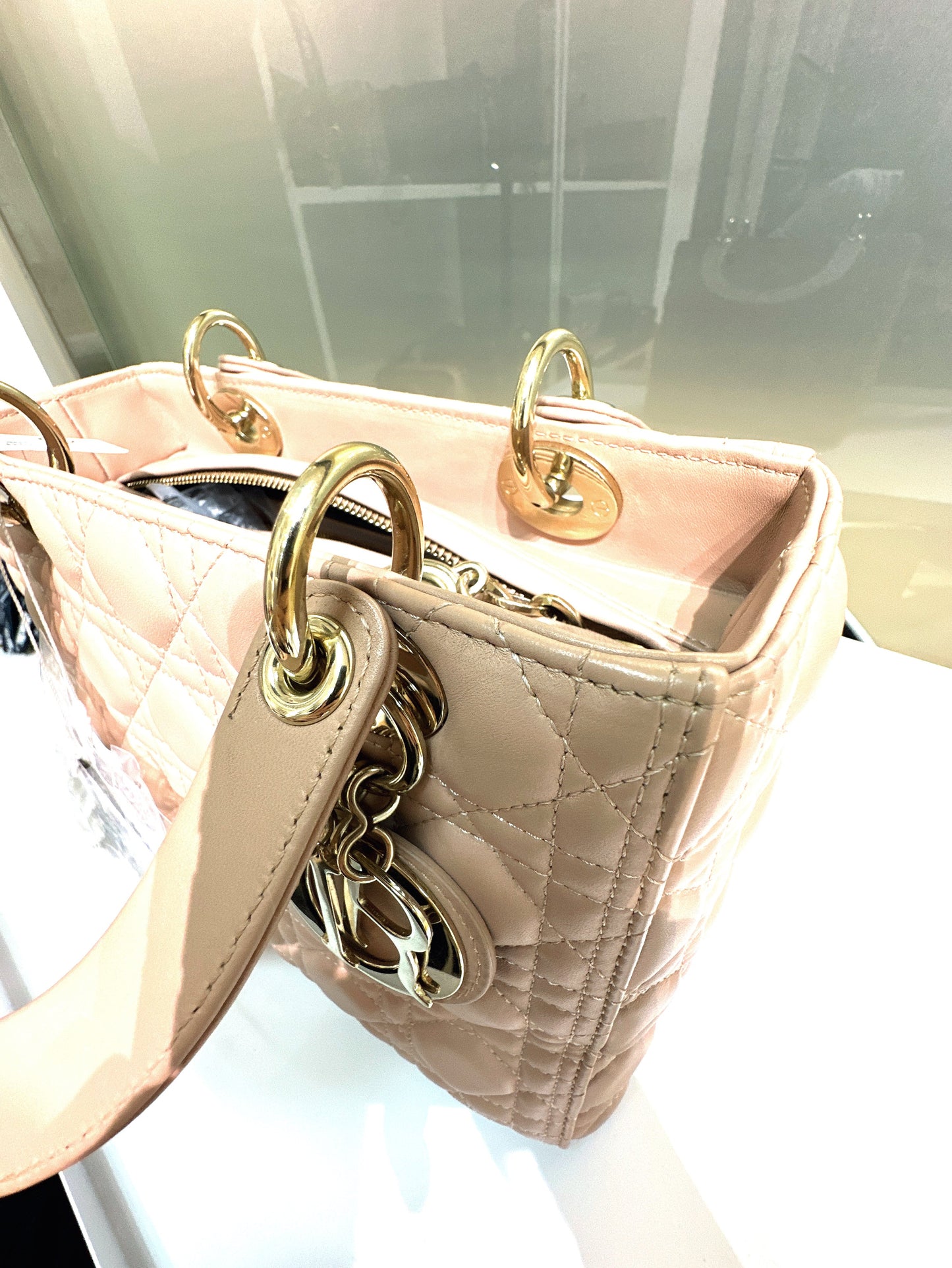 Medium Lady Dior Bag Milk Cannage Lambskin