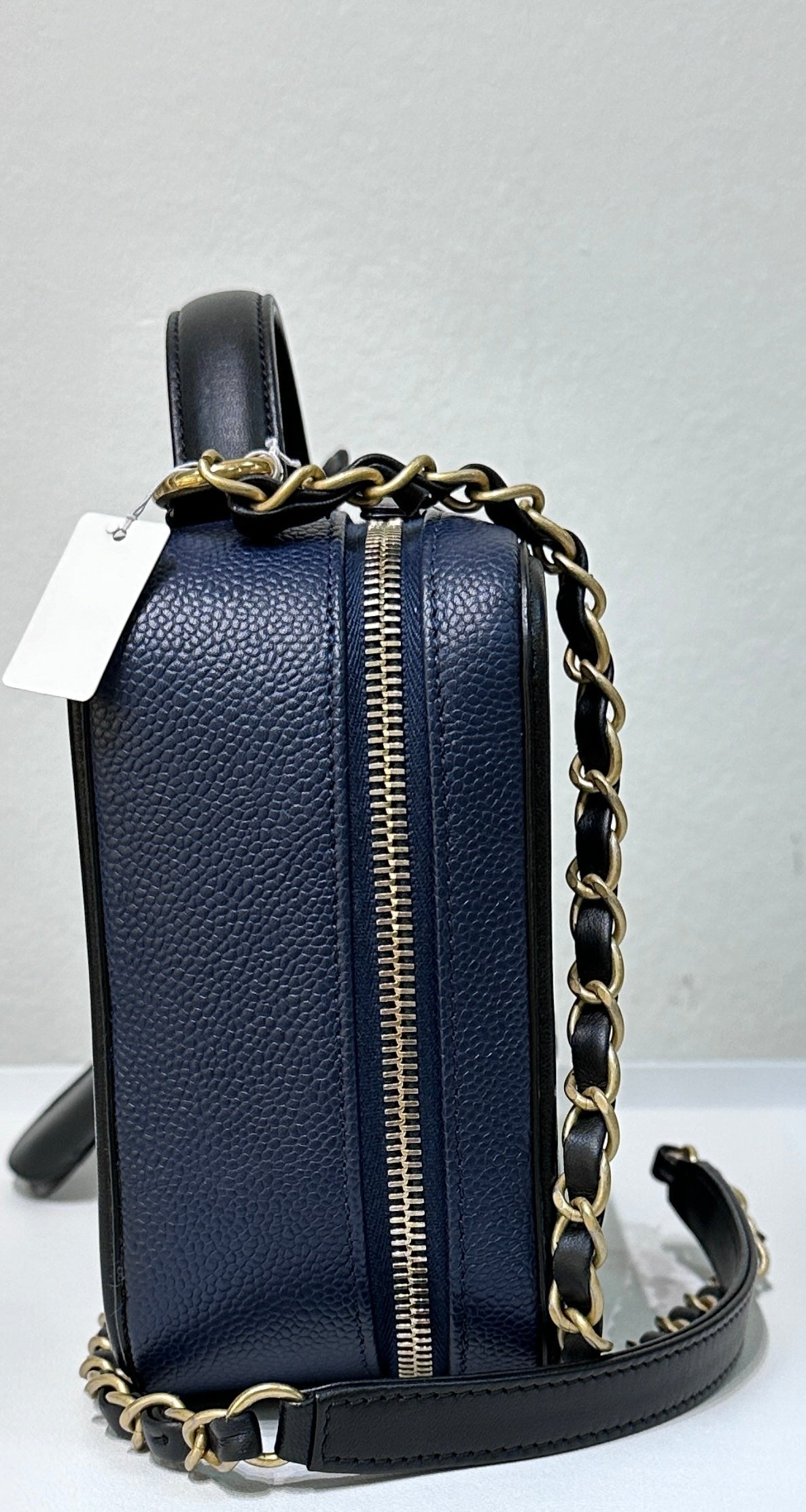 Chanel Filigree Vanity Case Quilted Caviar Medium Blue