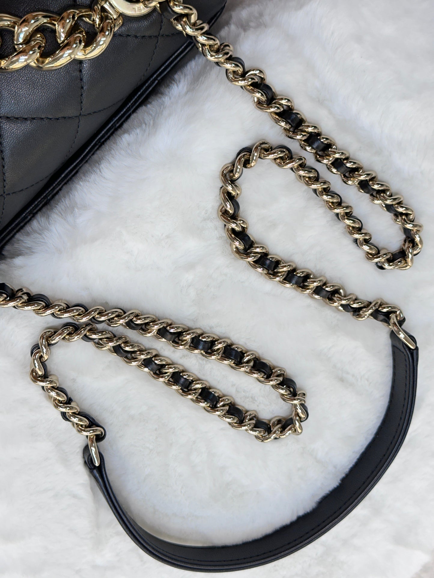 CHANEL Lambskin Quilted Studded Beauty Begins Flap Black