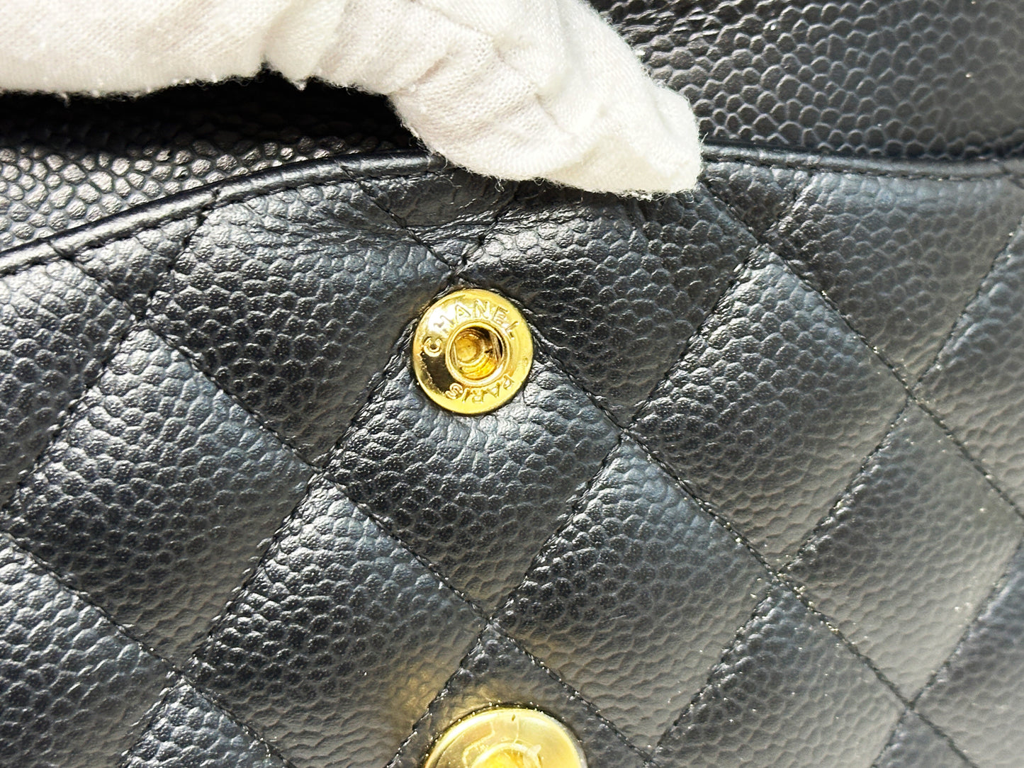 Chanel Medium Size Classic Quilted Caviar Double Flap Bag Black 1184 holo card
