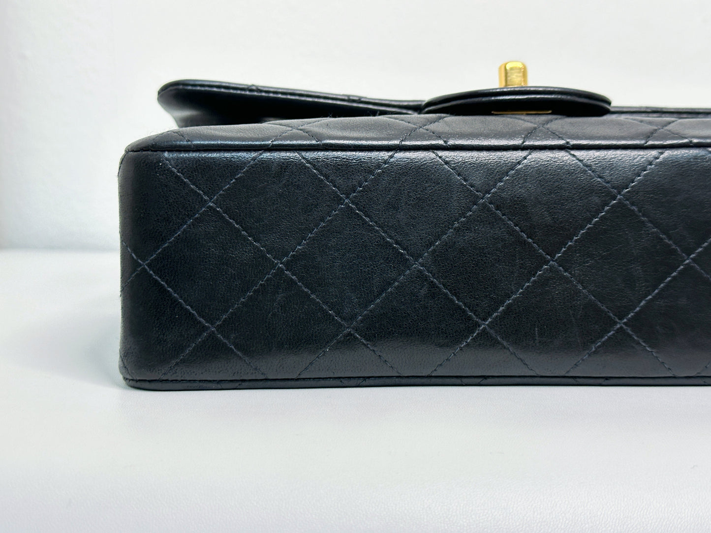 Chanel Vintage Black Quilted Lambskin Small Classic Double Flap Bag 4591 holo card