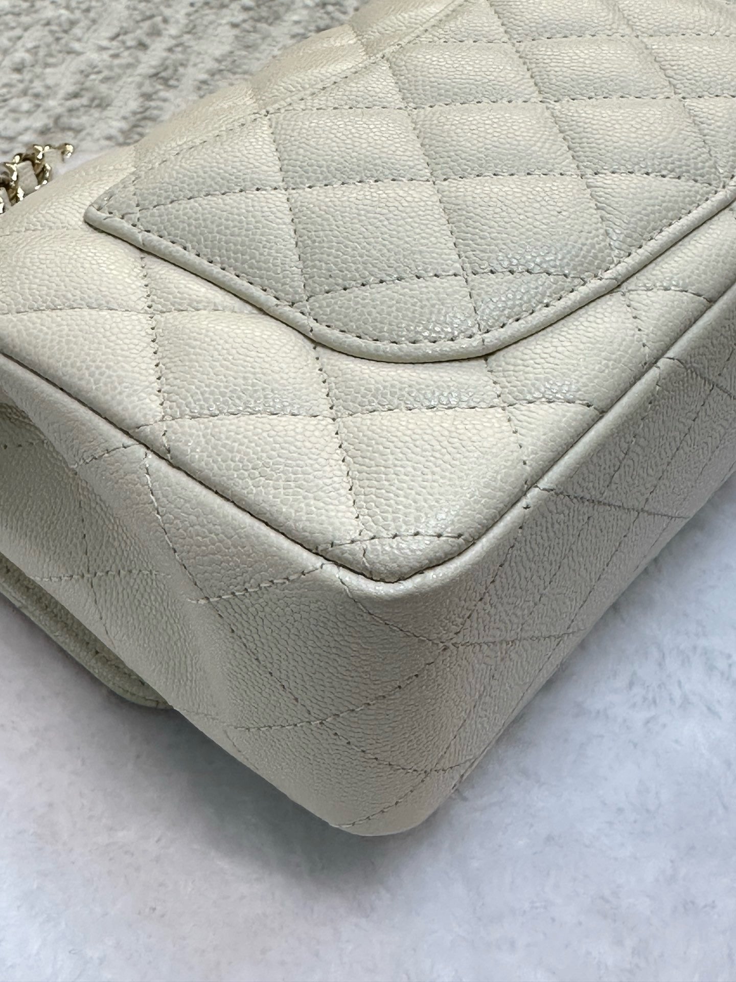 Chanel Mini Rectangle Caviar Ivory 17C GHW