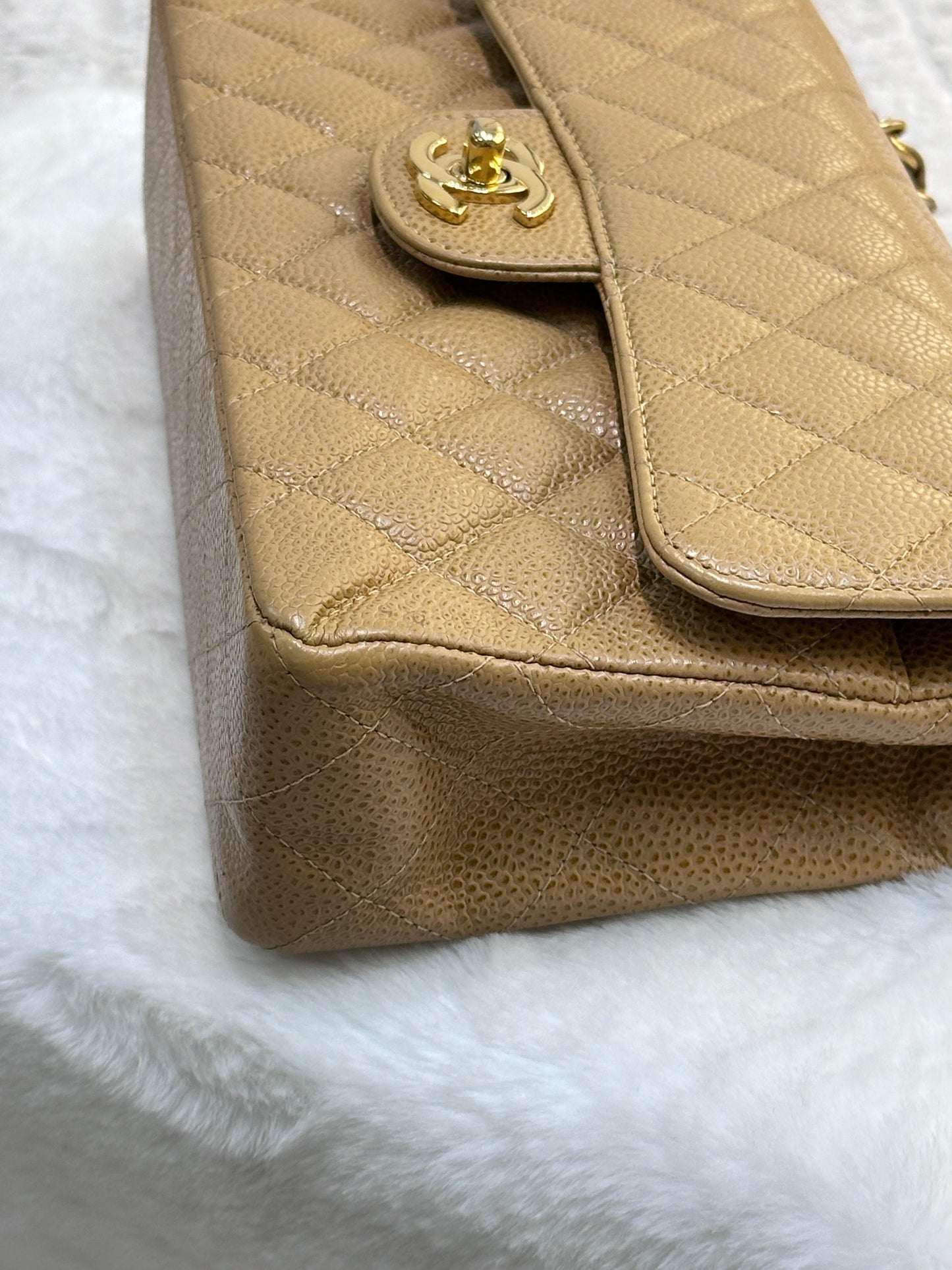 Chanel Small Caviar Quilted Double Flap Bag Beige