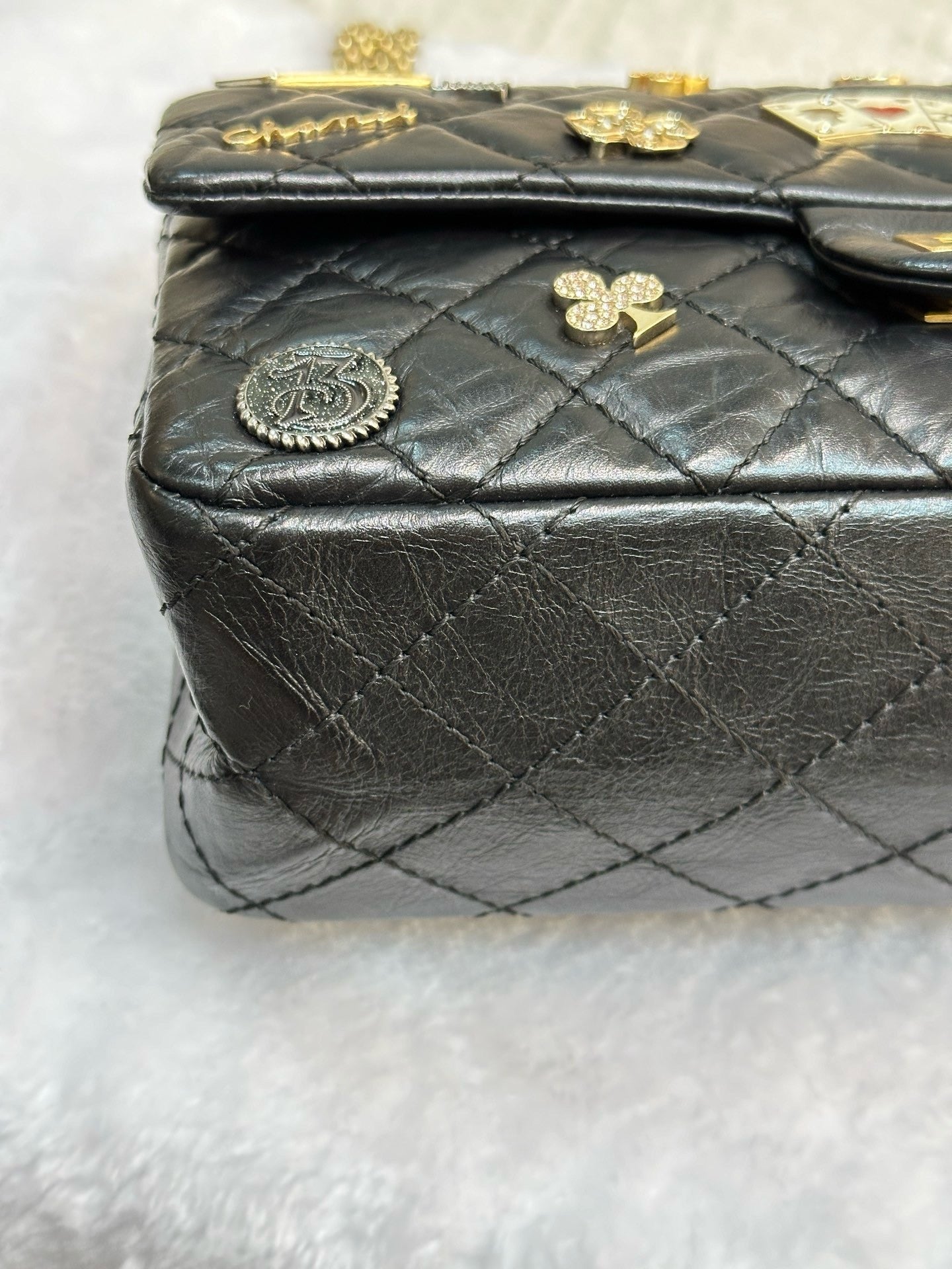 Chanel Small 2.55 Reissue Aged Calfskin Lucky Charms 225 Flap Black GHW