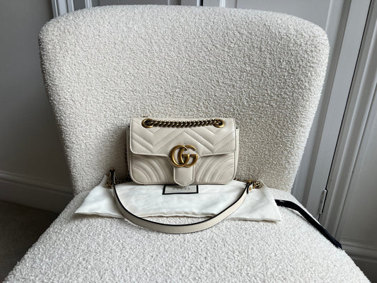 Gucci GG White Marmont Mini Shoulder Bag (RRP £1,890)