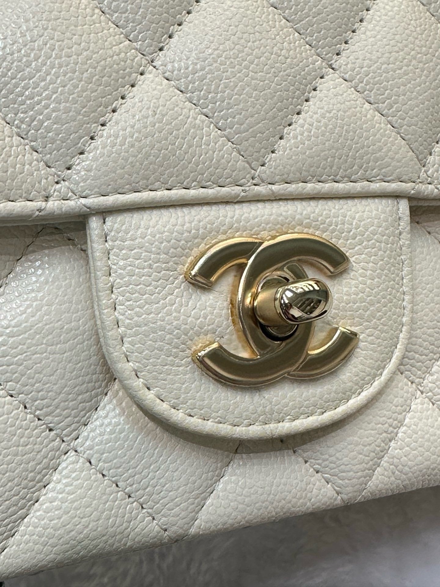 Chanel Mini Rectangle Caviar Ivory 17C GHW