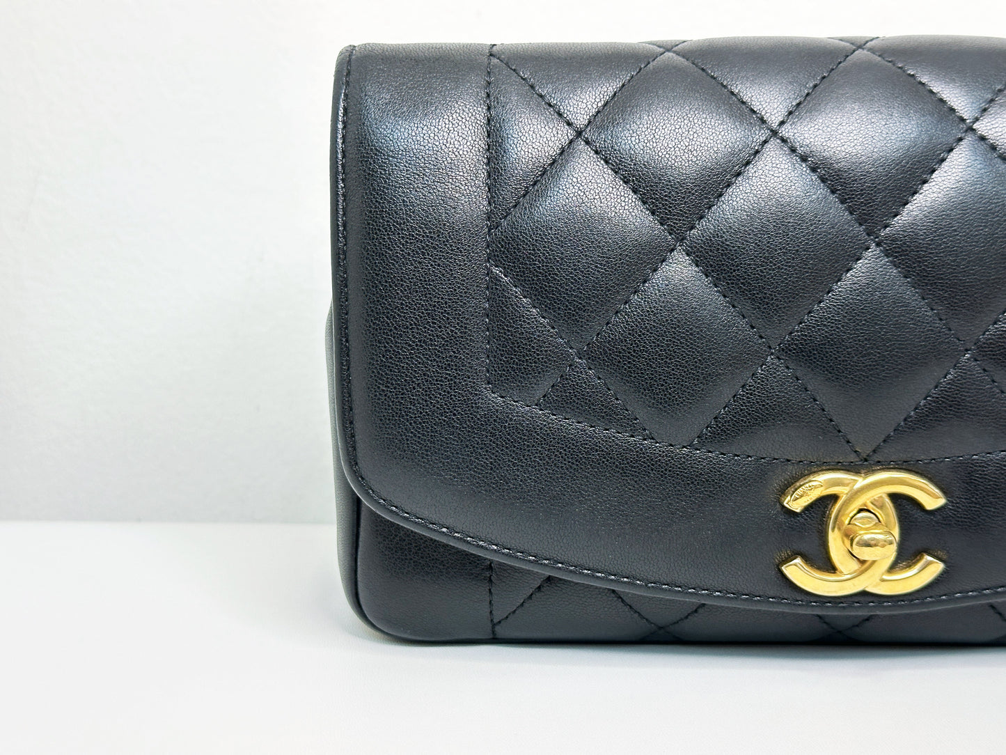 Chanel Small Diana Flap Black Lambskin GHW 2073 holo