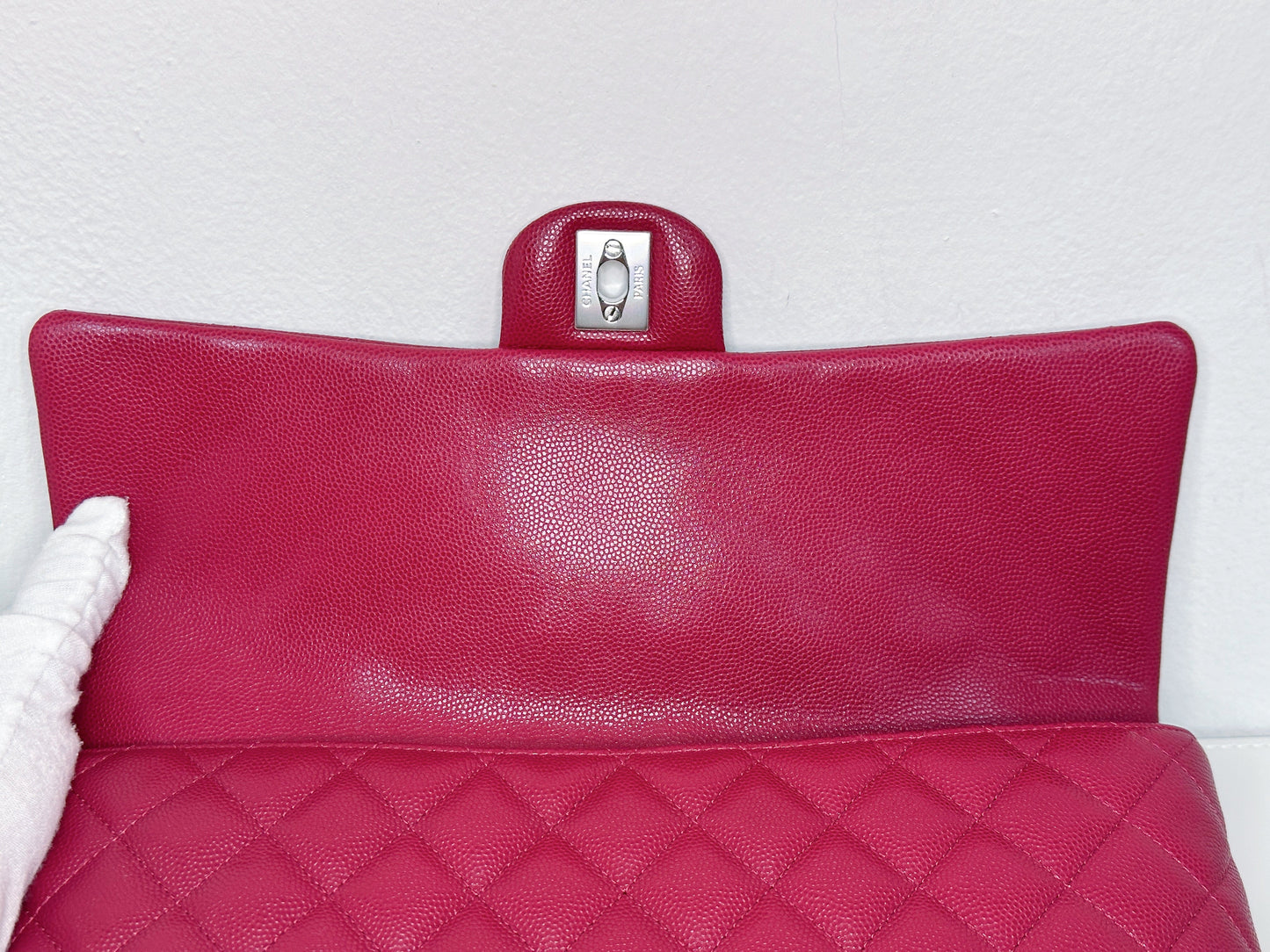 Chanel Flap Clutch Bag Red Caviar SHW 2645 holo card