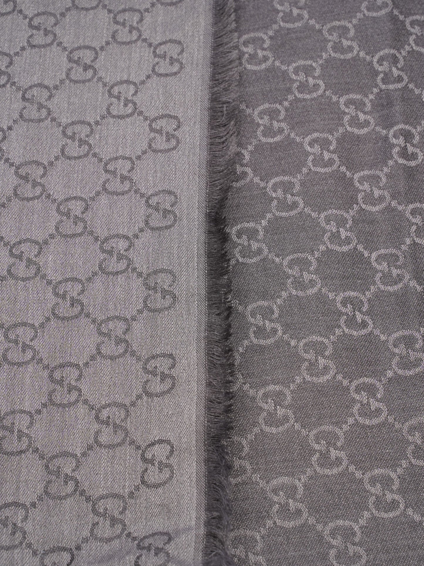 Gucci GG Logo Scarf Grey Wool 70 x 195cm