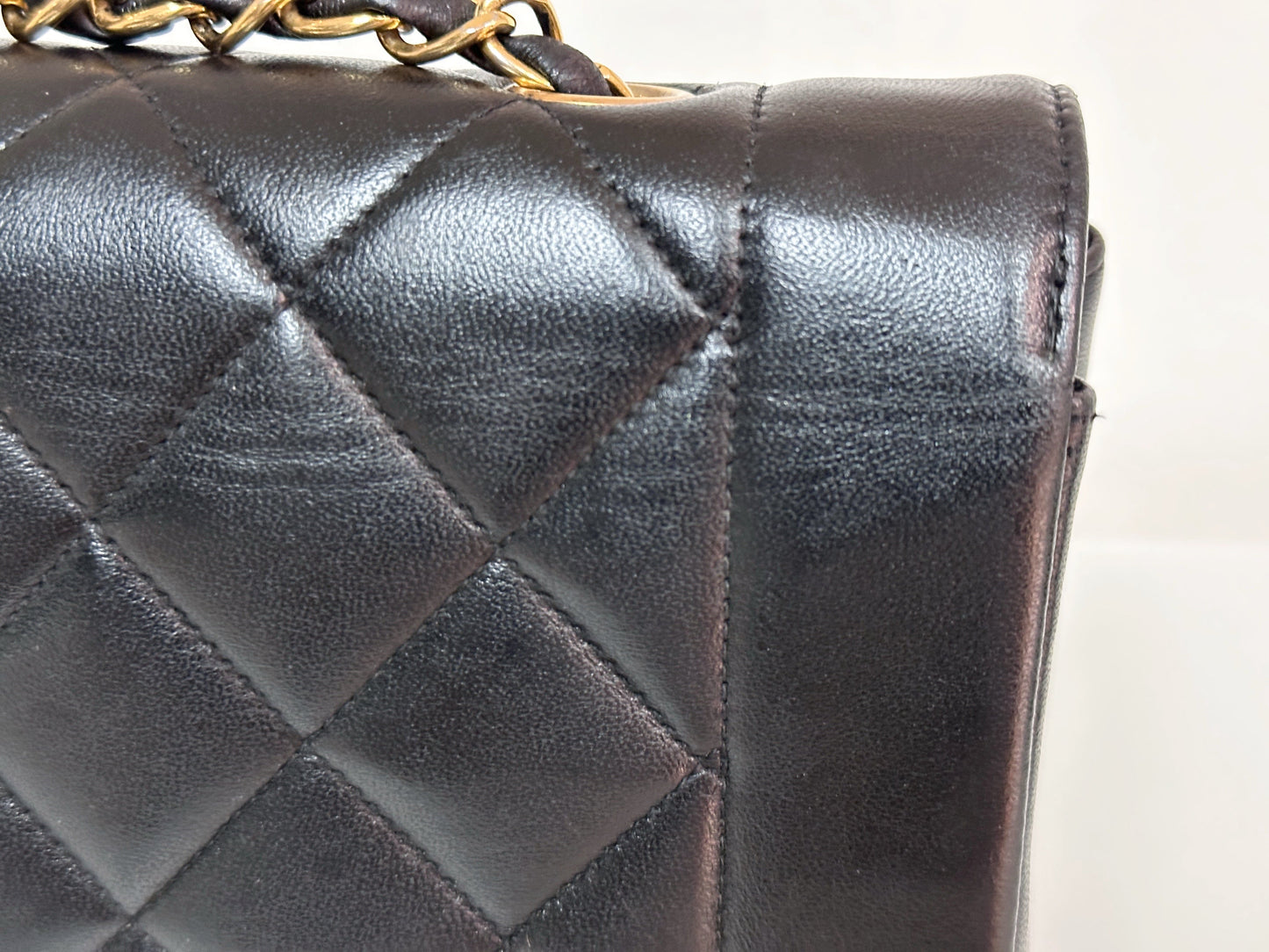 Chanel Small Vintage Diana Lambskin Should Flap Bag Black 3541 holo card