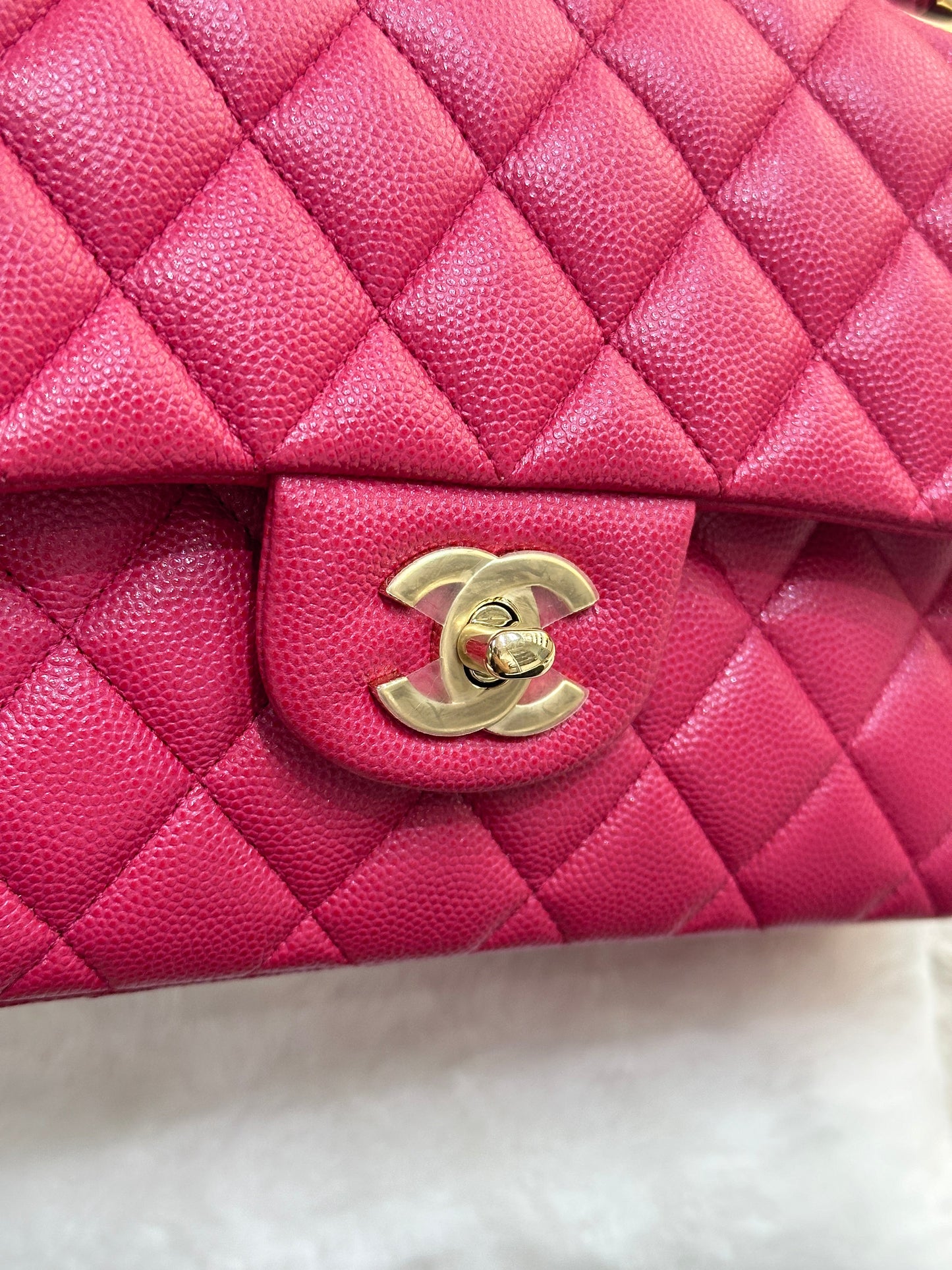 CHANEL Small Classic Double Flap Caviar Quilted Red GHW 
