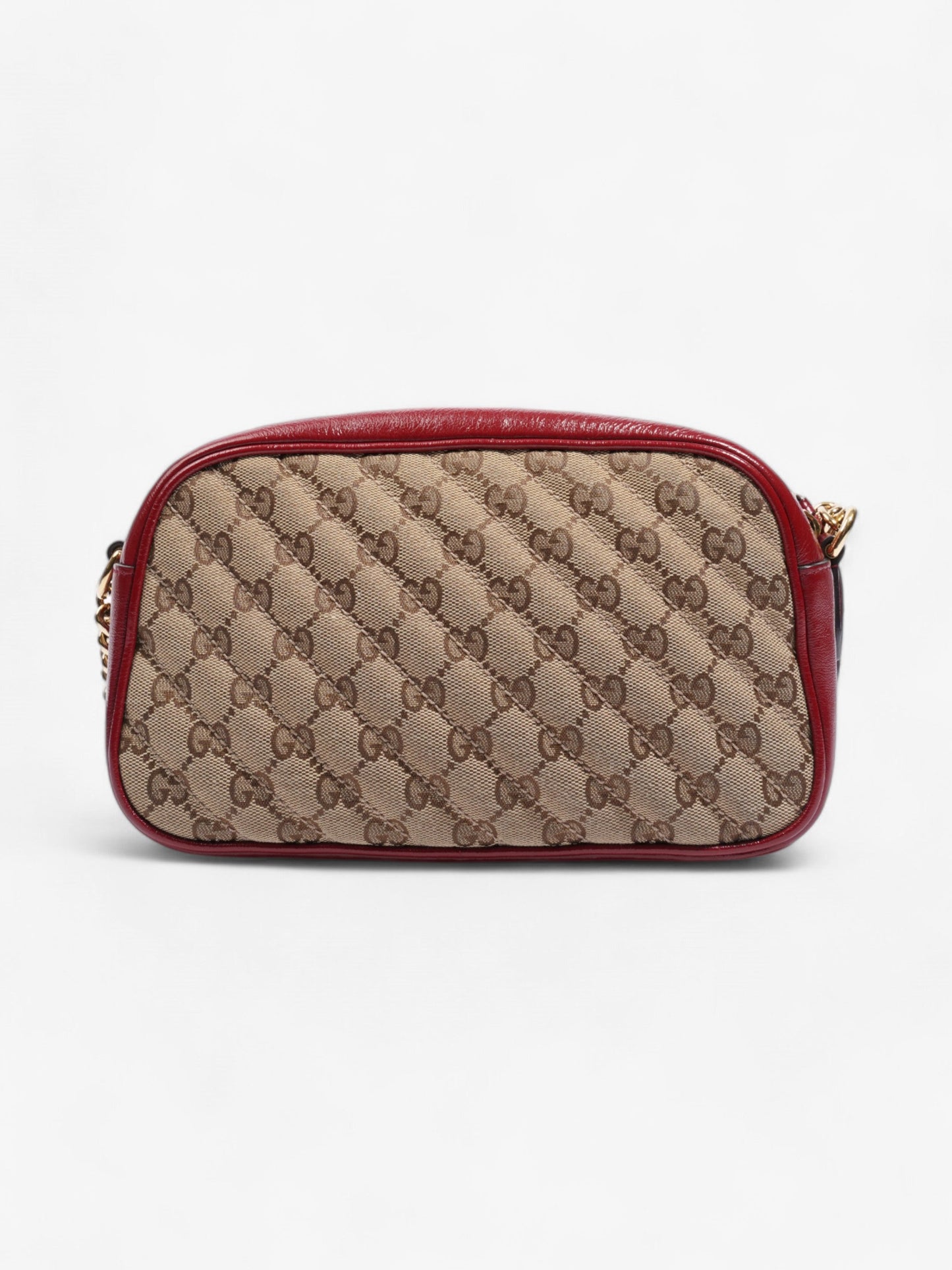 Gucci Marmont Chain Shoulder Beige / Red Canvas Small