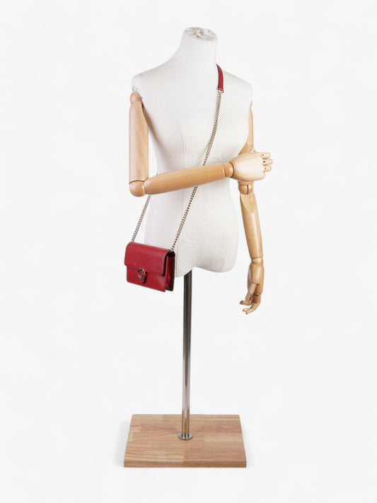 Gucci Dollar Interlocking G Chain Wallet Red Calfskin Leather