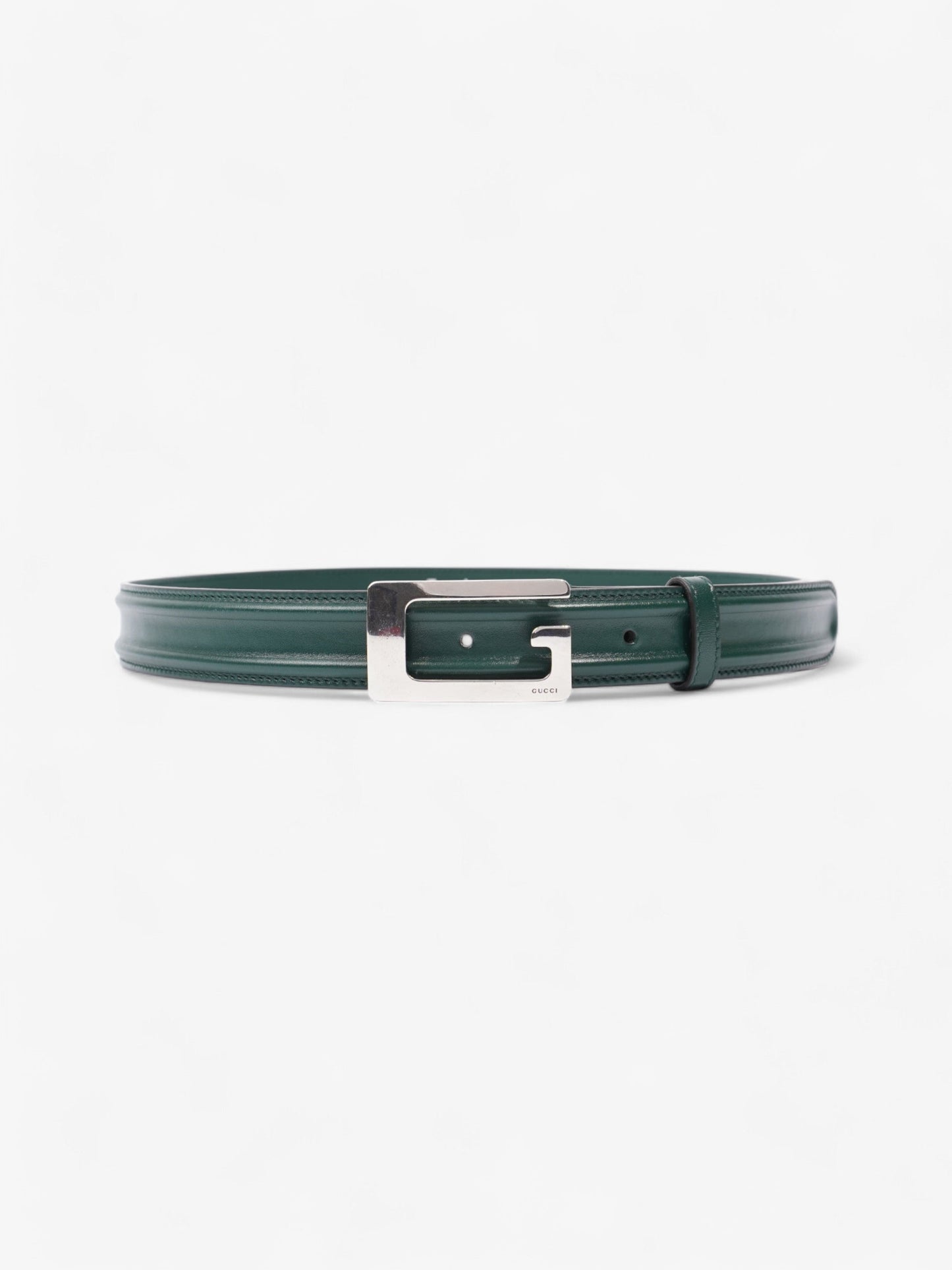 Gucci Memorable Buckle Belt Green / Silver Calfskin Leather 85cm / 34"