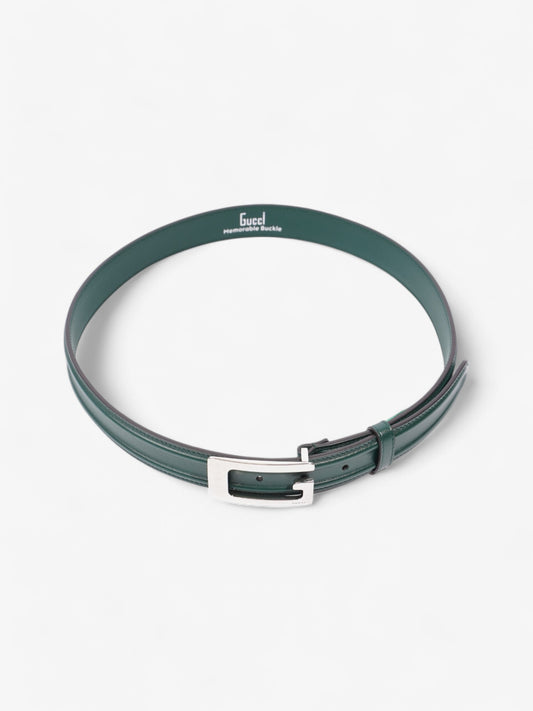 Gucci Memorable Buckle Belt Green / Silver Calfskin Leather 85cm / 34"