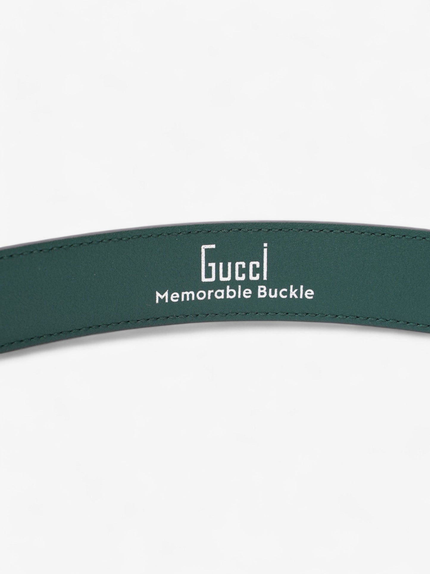Gucci Memorable Buckle Belt Green / Silver Calfskin Leather 85cm / 34"