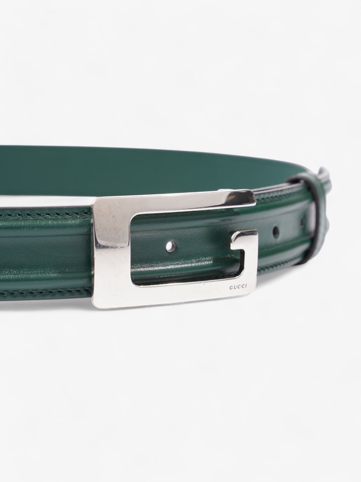 Gucci Memorable Buckle Belt Green / Silver Calfskin Leather 85cm / 34"