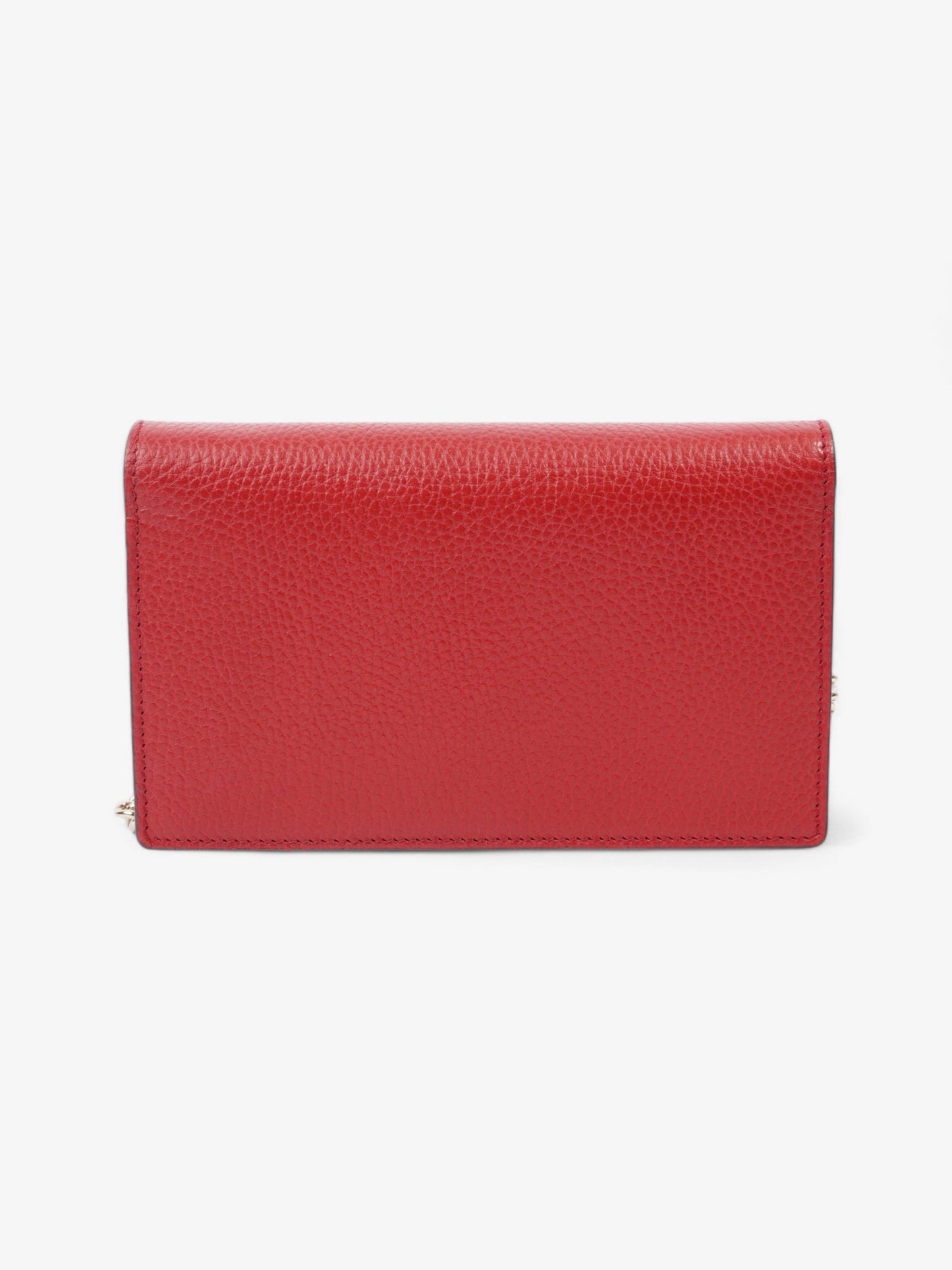 Gucci Interlocking G Leather Chain Wallet Red Leather