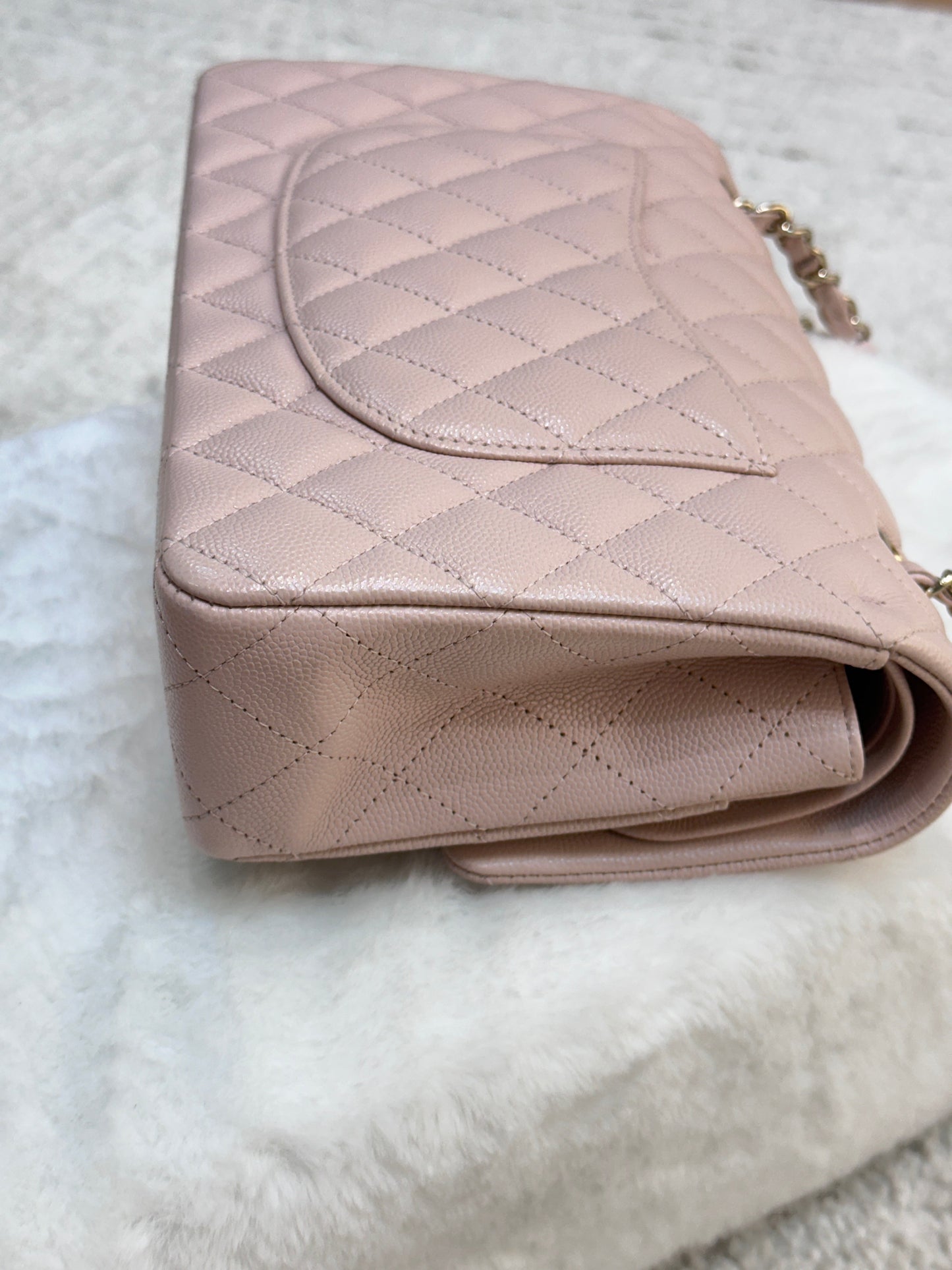 Chanel Medium Caviar Quilted Double Flap Light Pink 21C