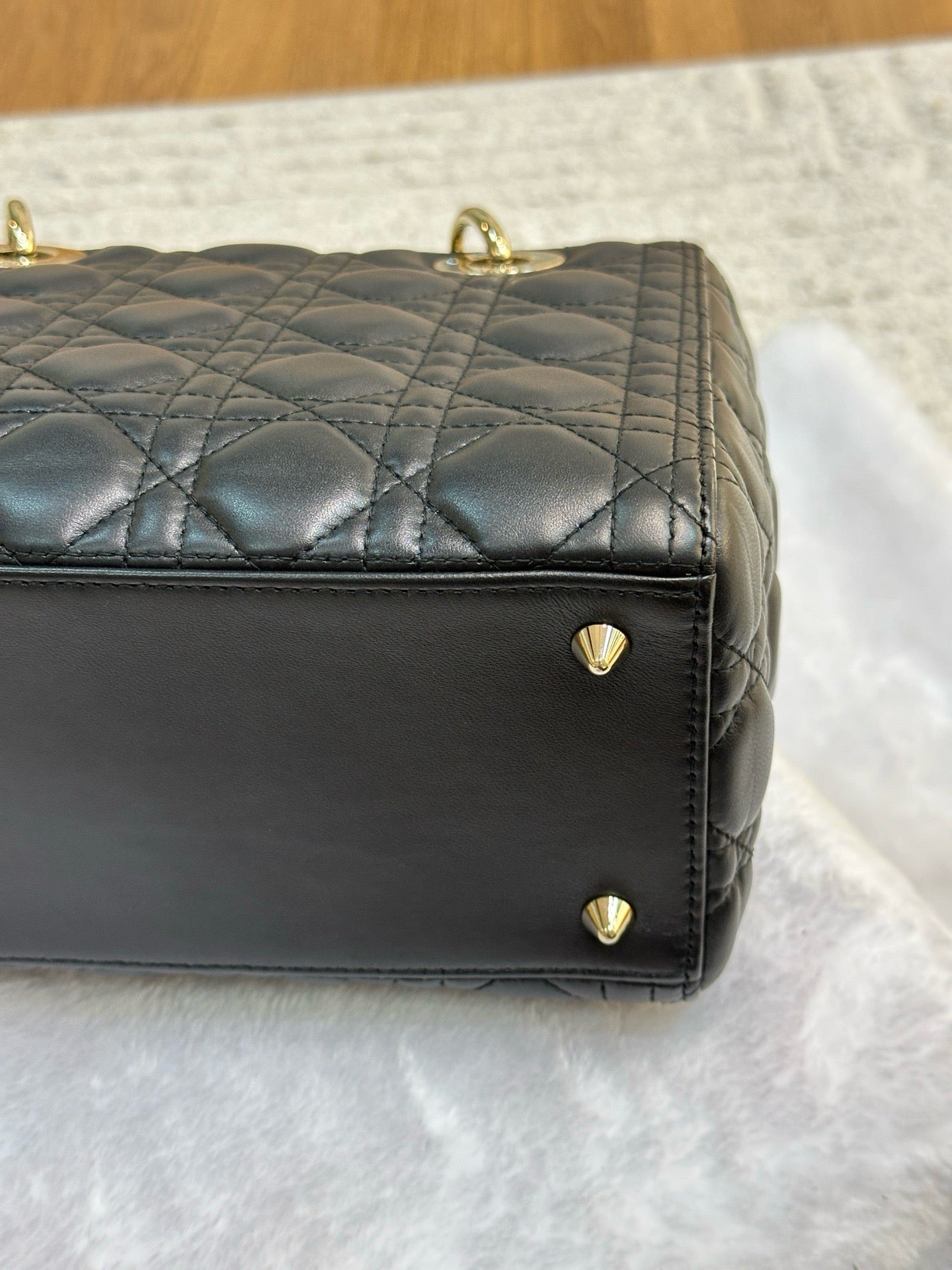 Christian Dior Lambskin Cannage Medium Lady Dior Black GHW