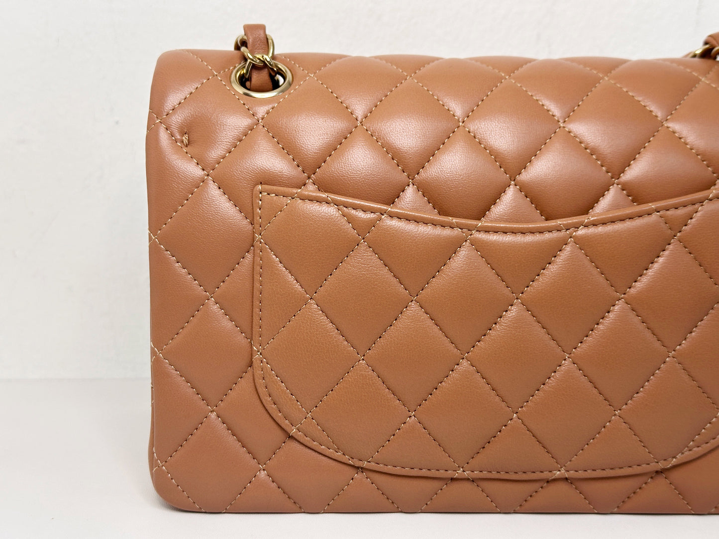 Chanel Small Lambskin Classic Double Flap Bag Dark Beige LGHW