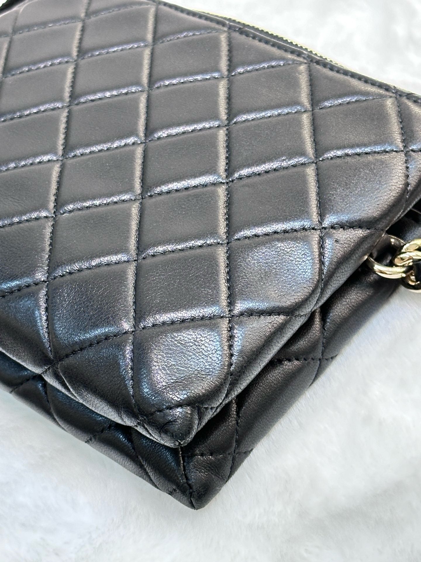 Chanel Coco Charms Quilted Pouch Bag Black