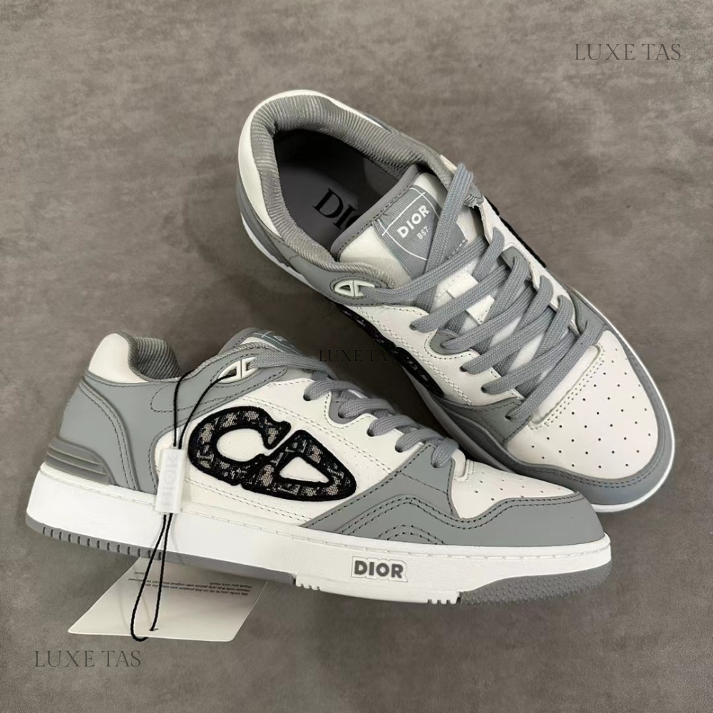 Gray and White B57 Dribble Low-Top Sneaker Designer Sneakers for Men