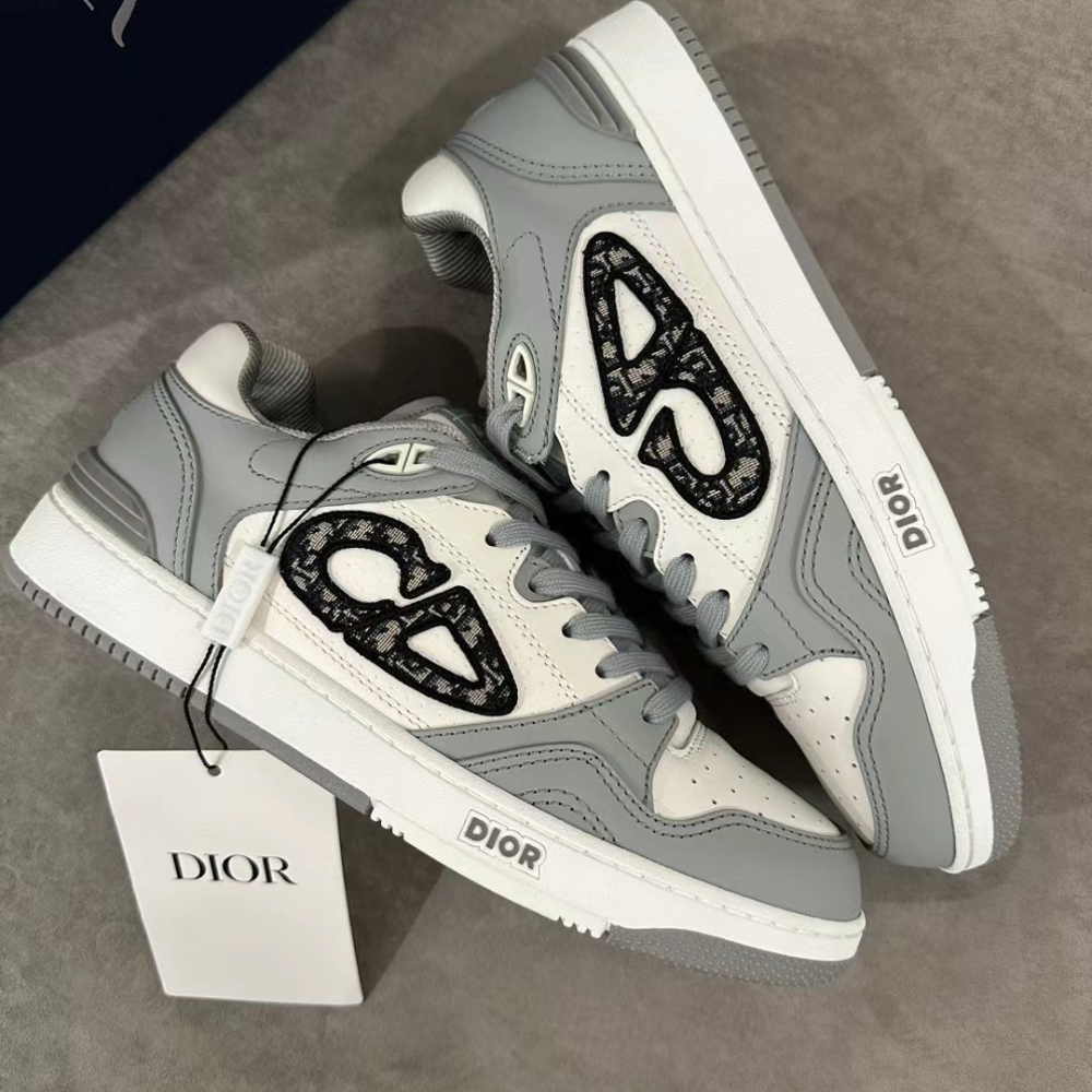 Gray and White B57 Dribble Low-Top Sneaker Designer Sneakers for Men