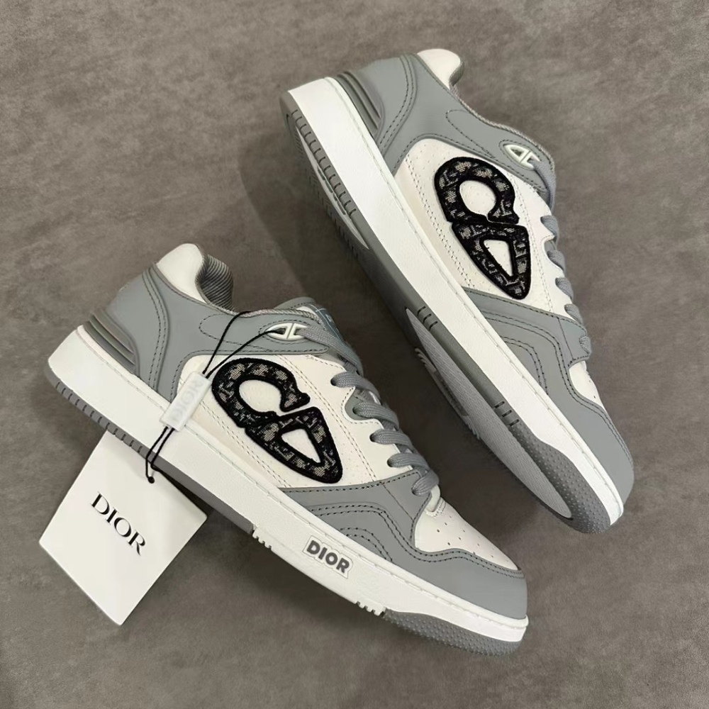 Gray and White B57 Dribble Low-Top Sneaker Designer Sneakers for Men
