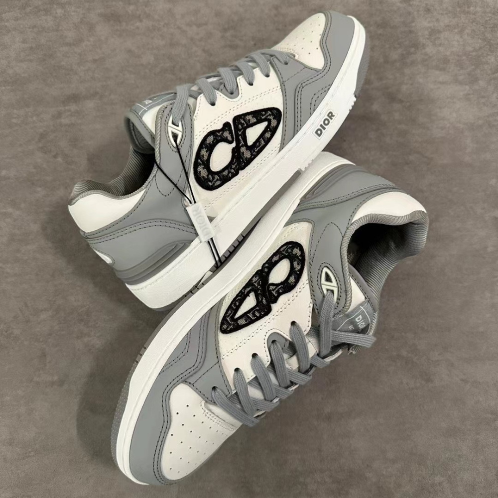 Gray and White B57 Dribble Low-Top Sneaker Designer Sneakers for Men
