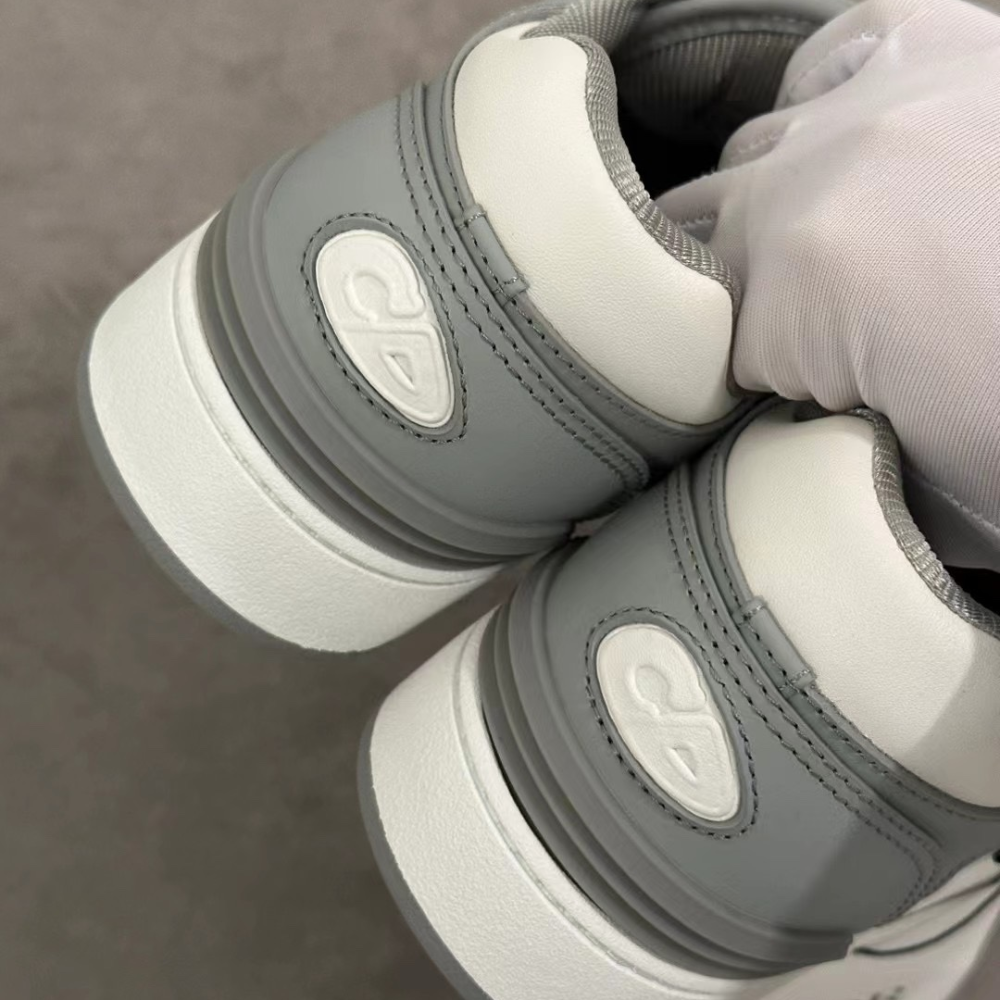 Gray and White B57 Dribble Low-Top Sneaker Designer Sneakers for Men