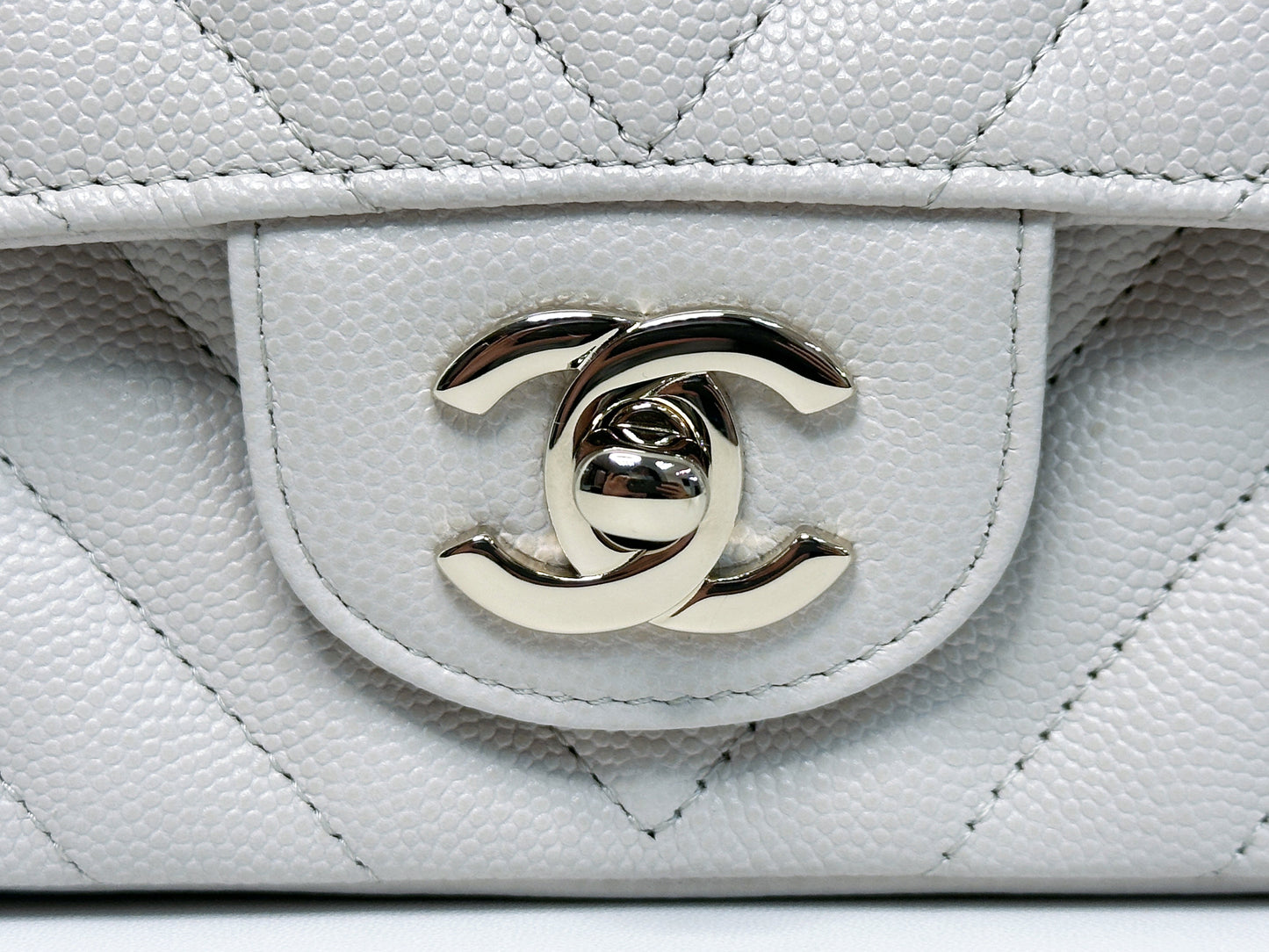 Chanel Mini Rectangle Chevron Blush Hue Light Beige Flap Bag LGHW