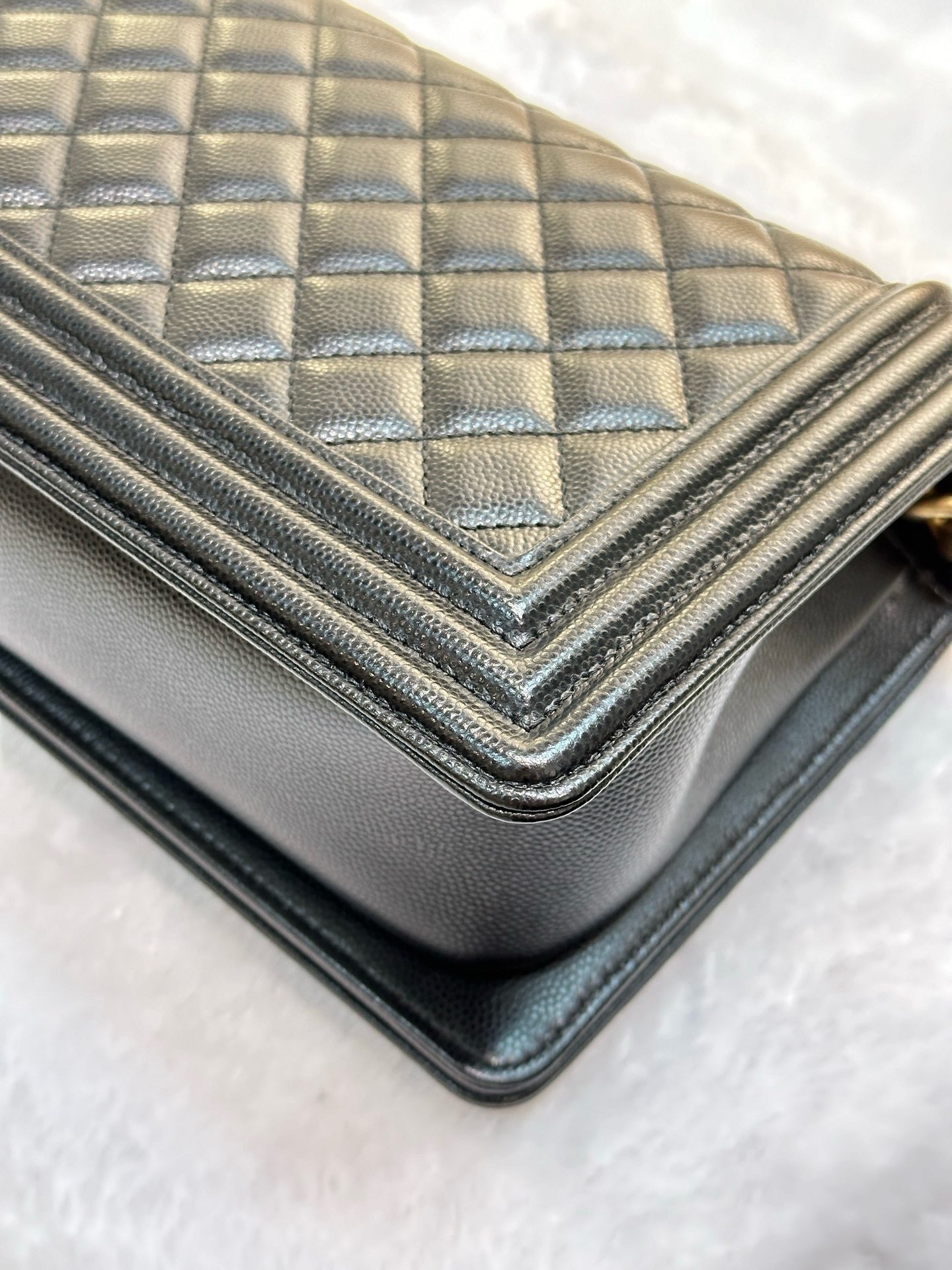 Chanel Medium Caviar LeBoy Bag Black GHW 27 holo card