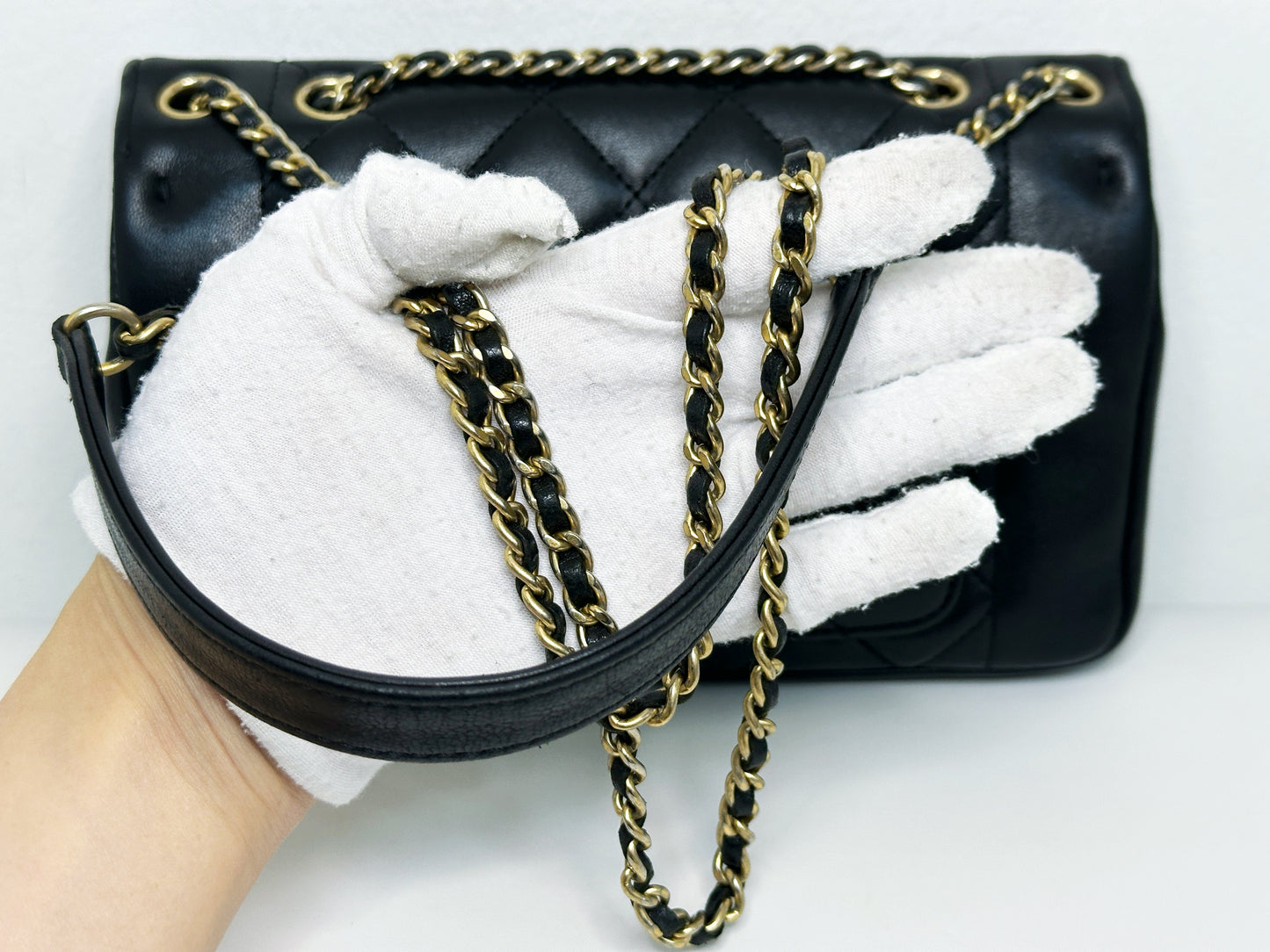 Chanel Small Diana Flap Black Lambskin GHW 2073 holo