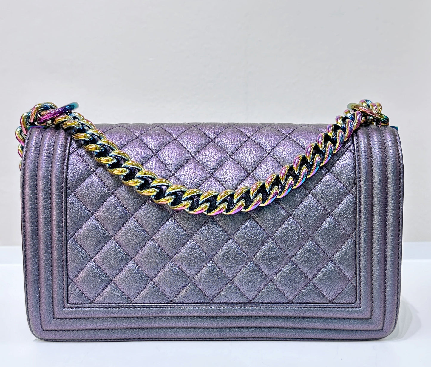 Chanel LeBoy Bag Old Medium Calfskin Purple
