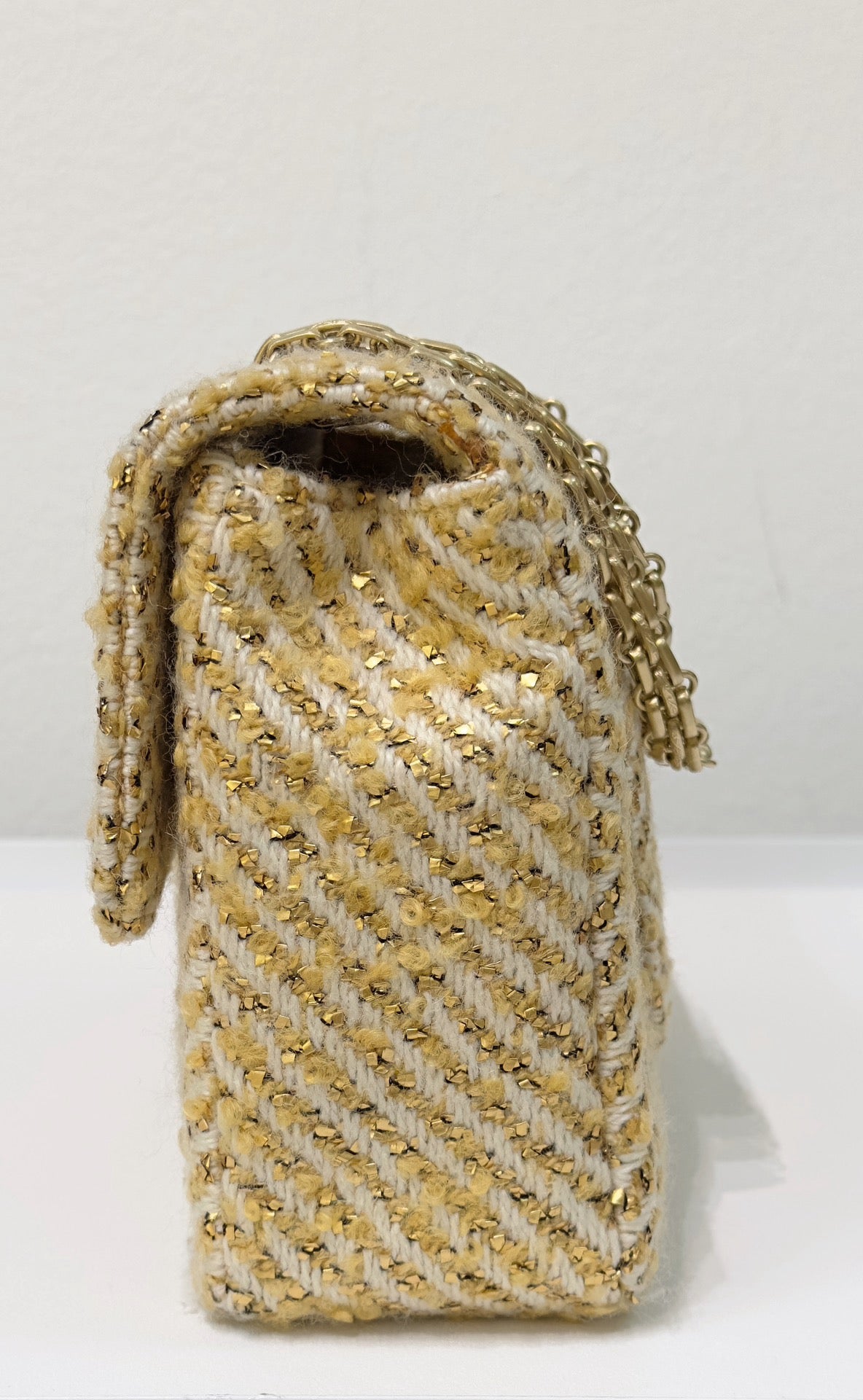 Chanel Medium Gold Tweed Single Flap Bag