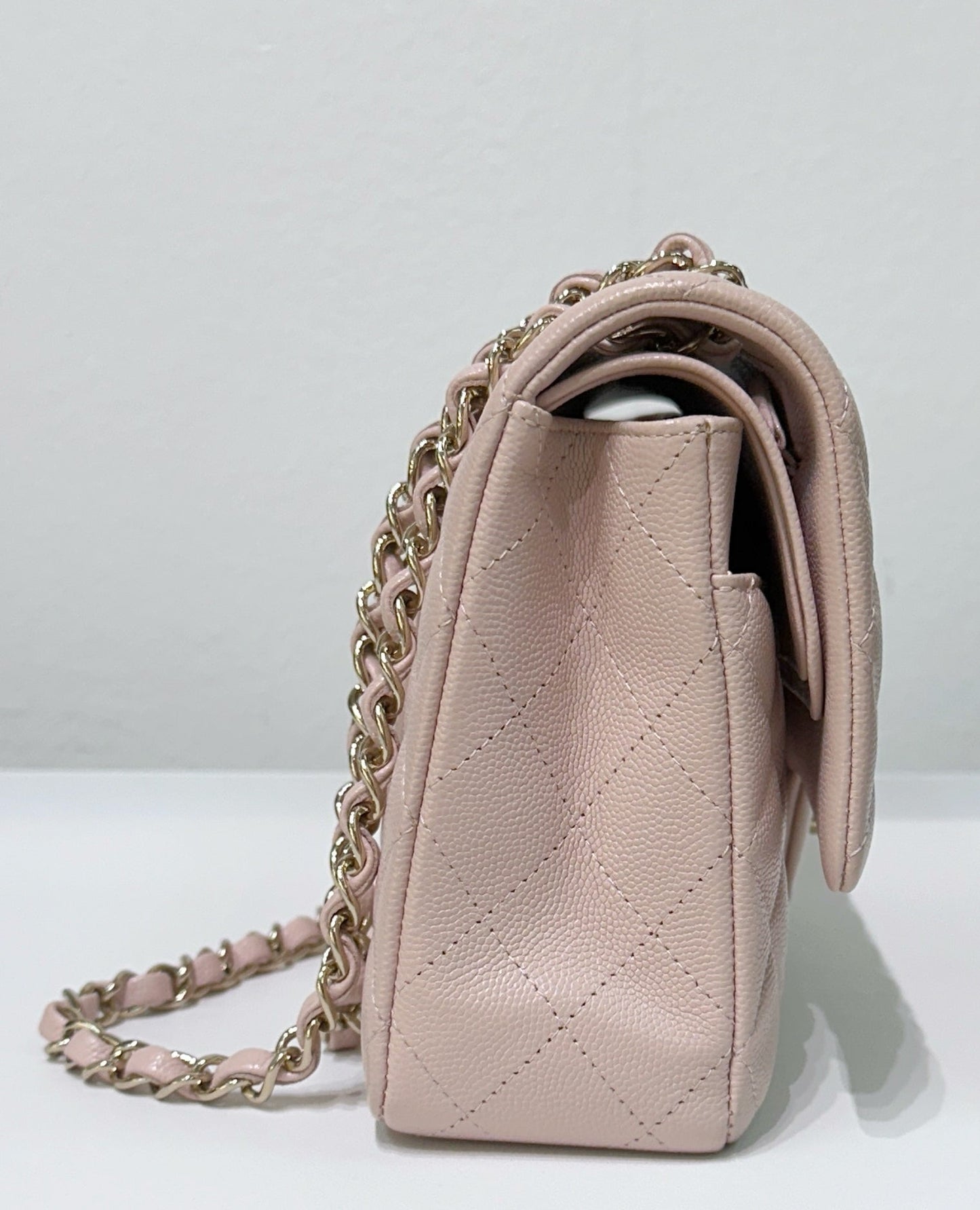 Chanel Medium Caviar Quilted Double Flap Light Pink 21C