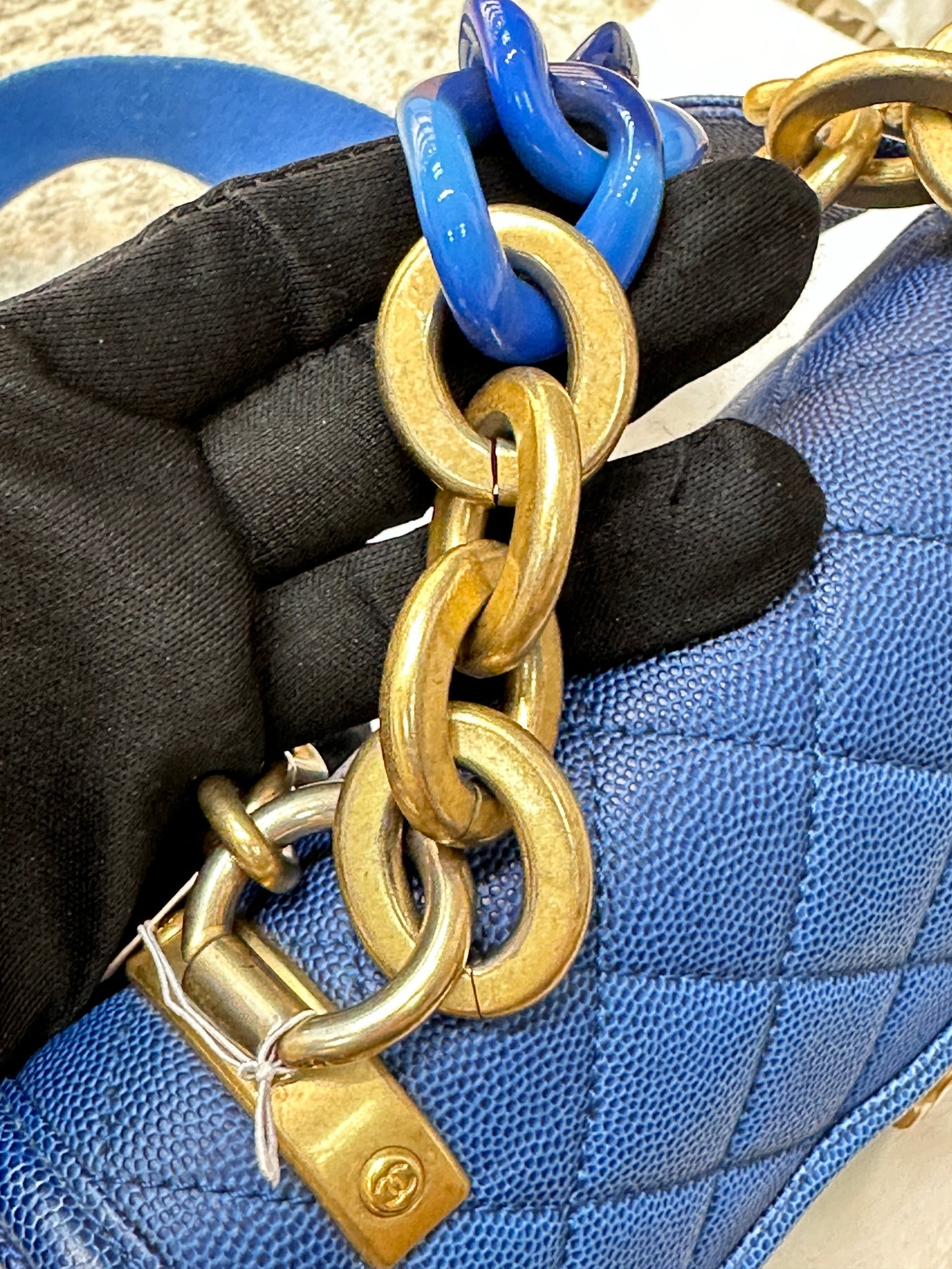 CHANEL Caviar Quilted Small Sunset On The Sea Flap Blue