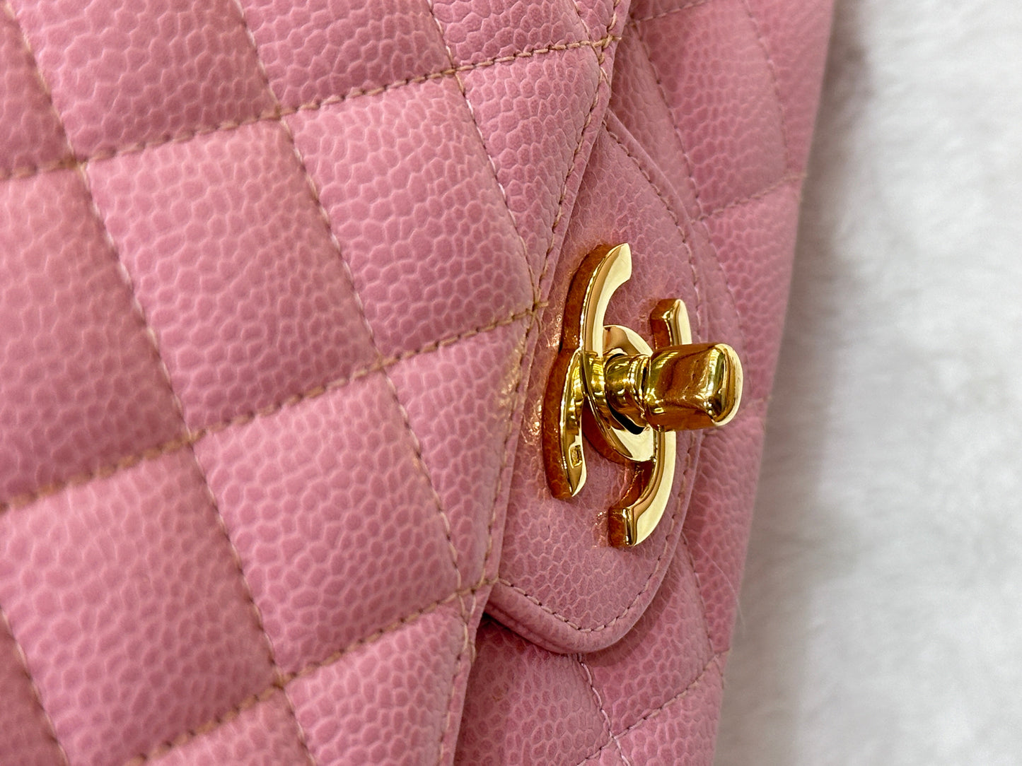 Chanel Medium Vintage Sakura Pink Caviar Classic Double Flap Bag 24K GHW